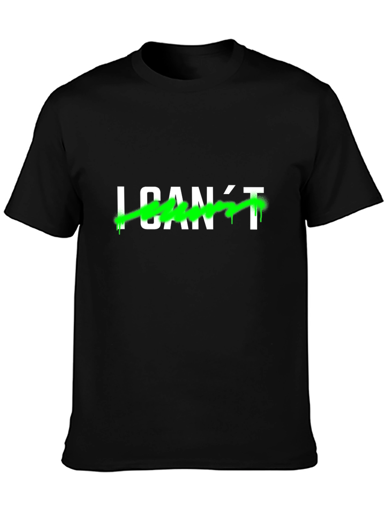Black I CAN'T Men's Black Graphic T-Shirt view 3