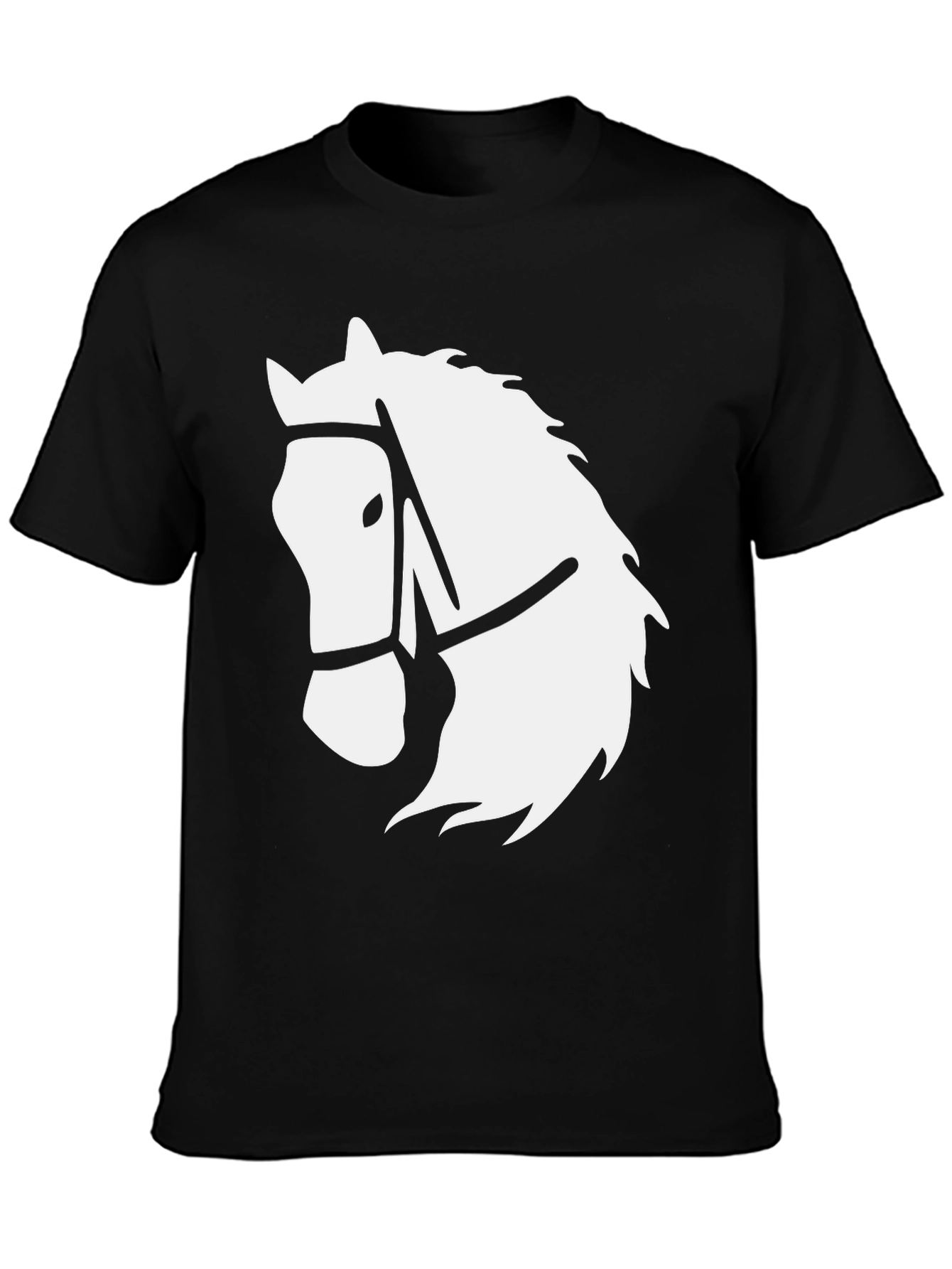 Black Black T-Shirt with White Horse Head Graphic view 3