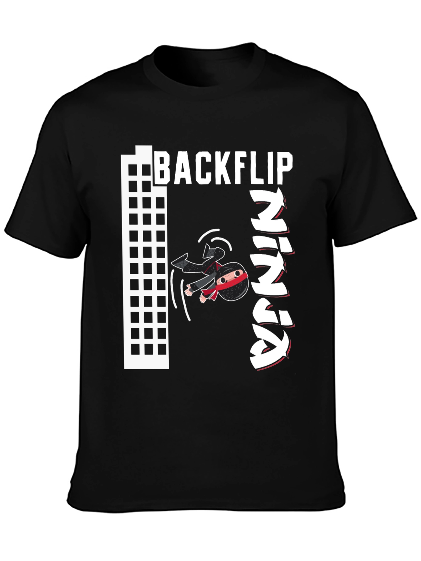 Black Backflip Ninja Graphic T-Shirt - Cool Martial Arts Tee view 3