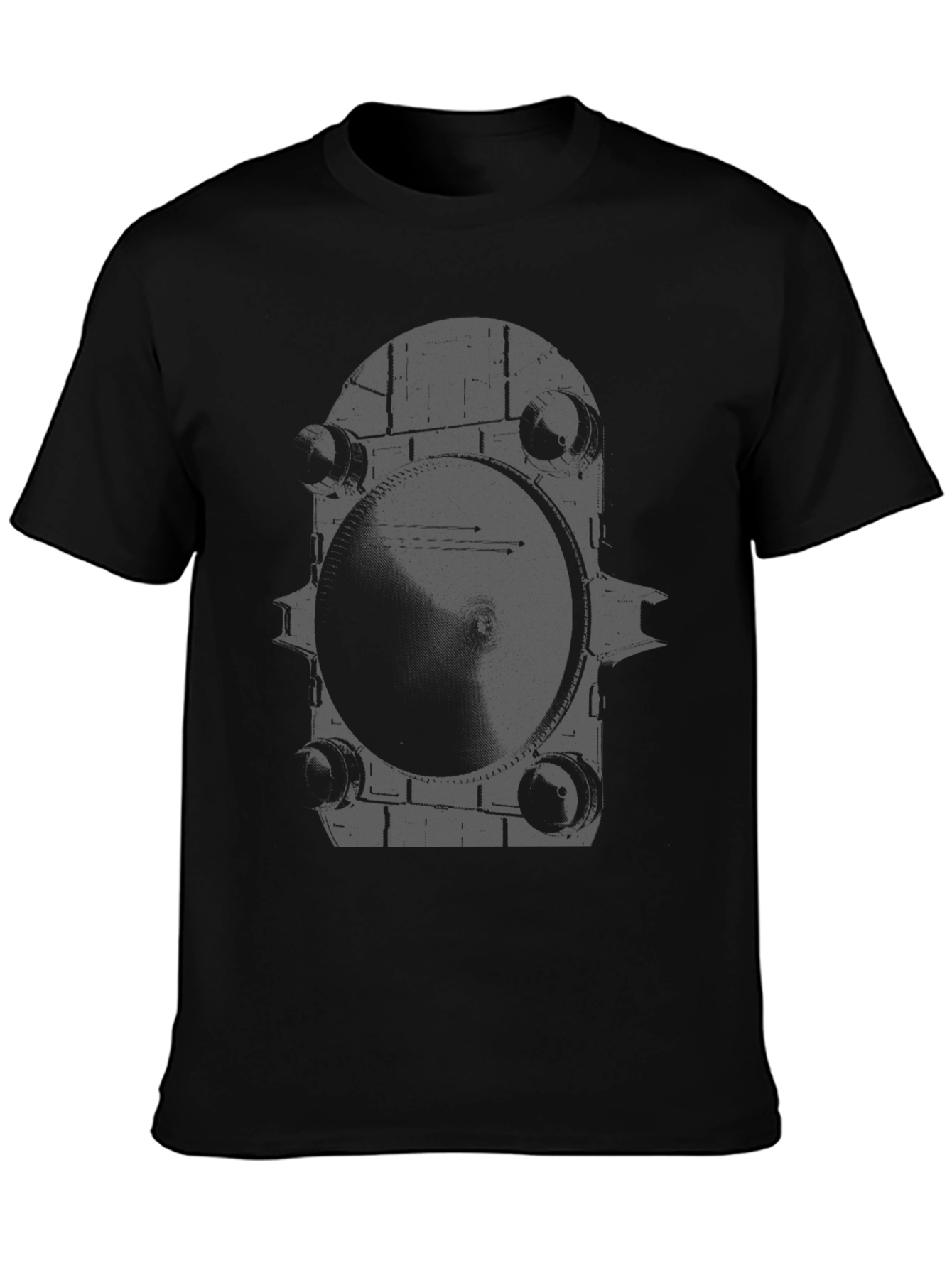 Black Monochrome Gear Graphic Tee - Modern & Edgy view 3