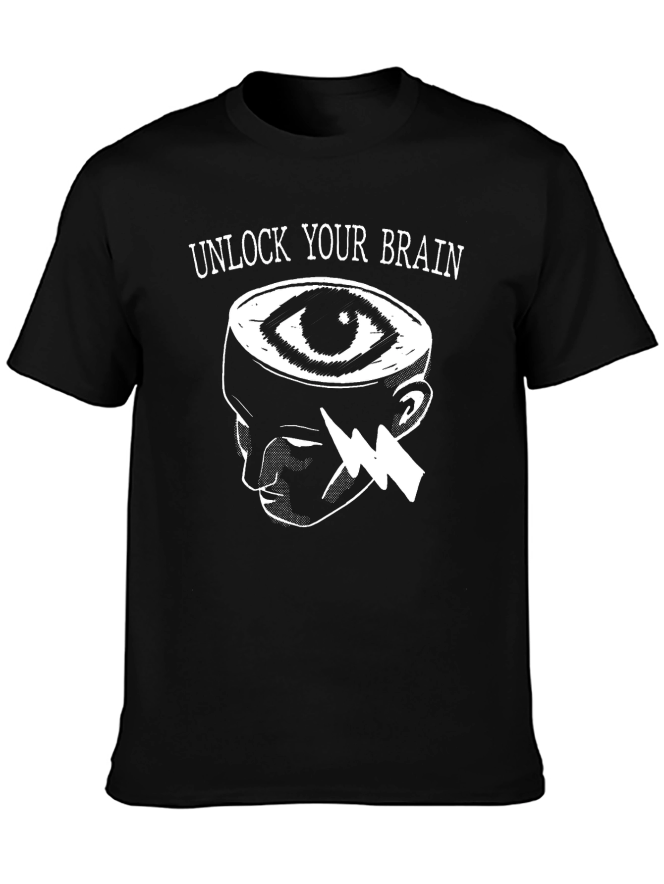 Black Unlock Your Brain T-Shirt view 3