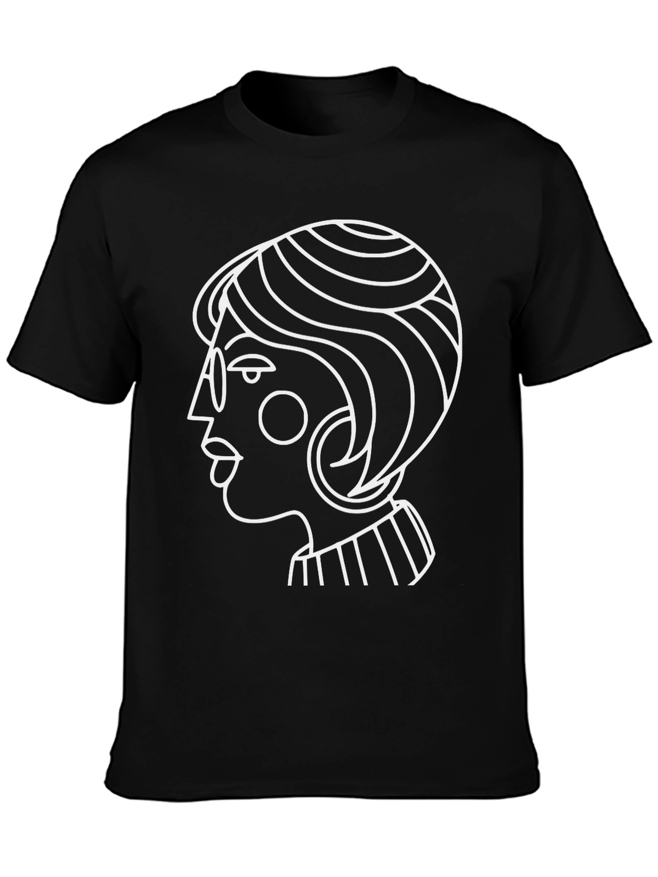 Black Abstract Woman Graphic Tee - Stylish Black T-Shirt view 3