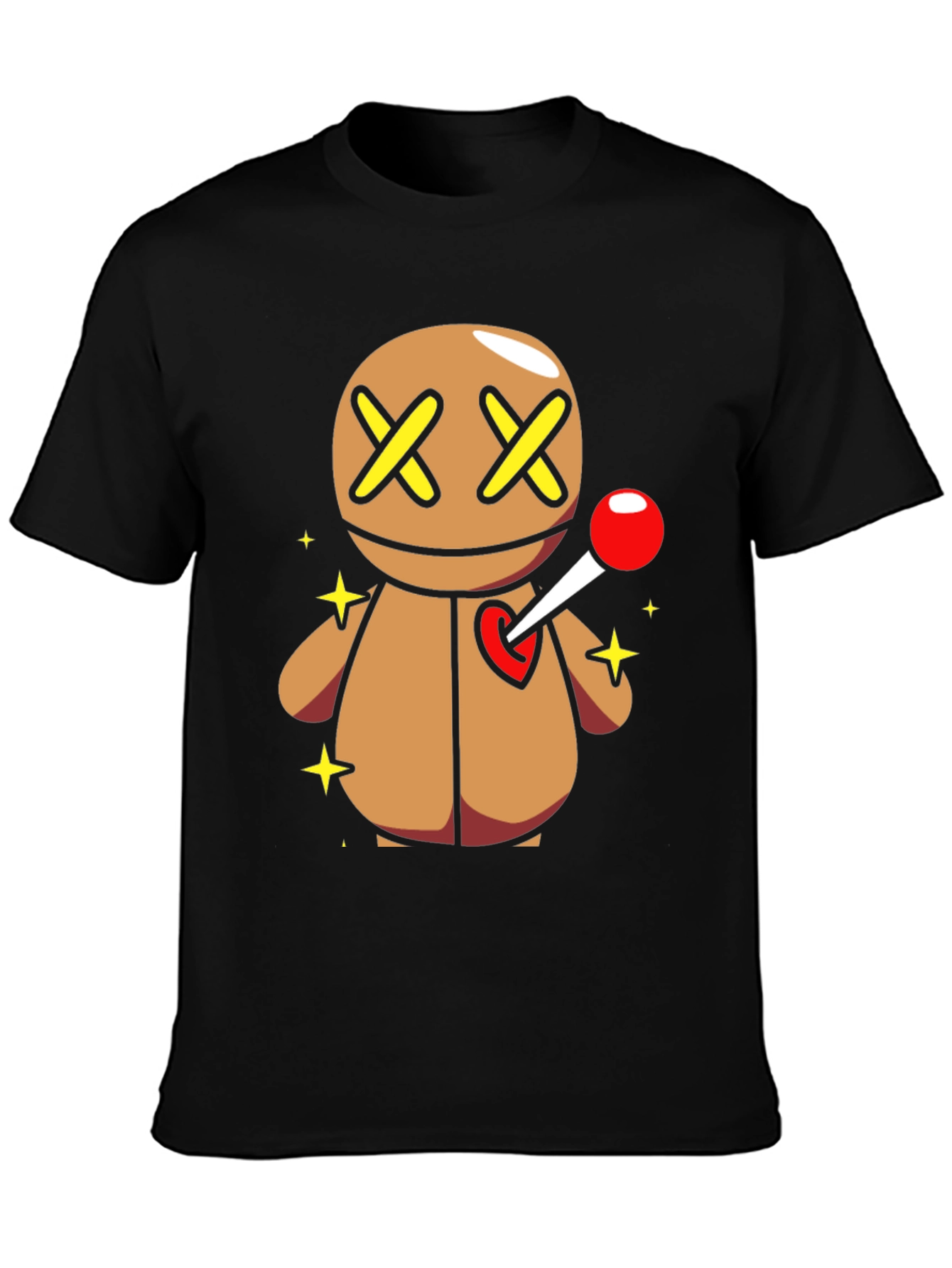 Black Voodoo Doll Graphic Tee - Novelty T-Shirt view 3
