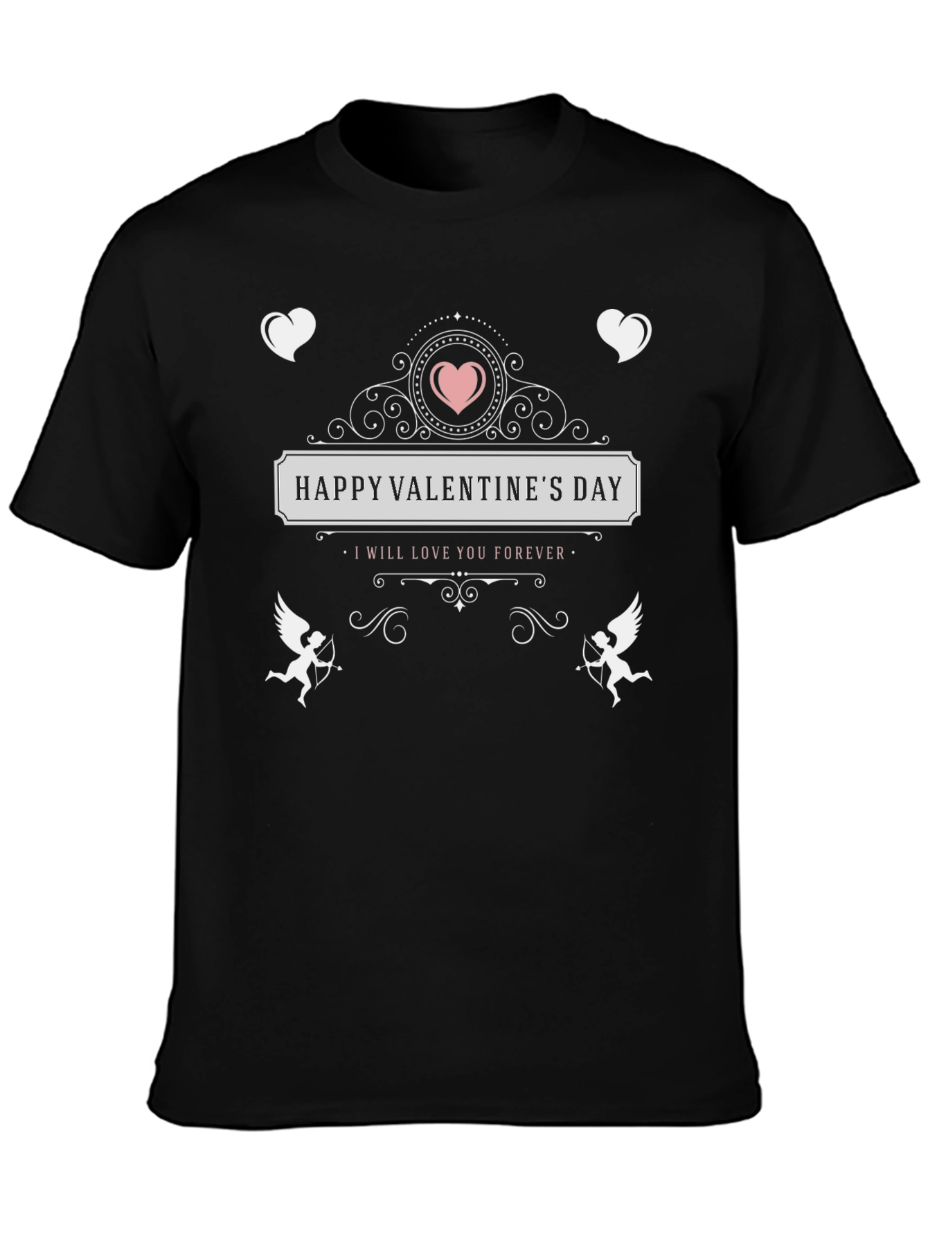 Black Happy Valentine's Day Graphic T-Shirt view 3