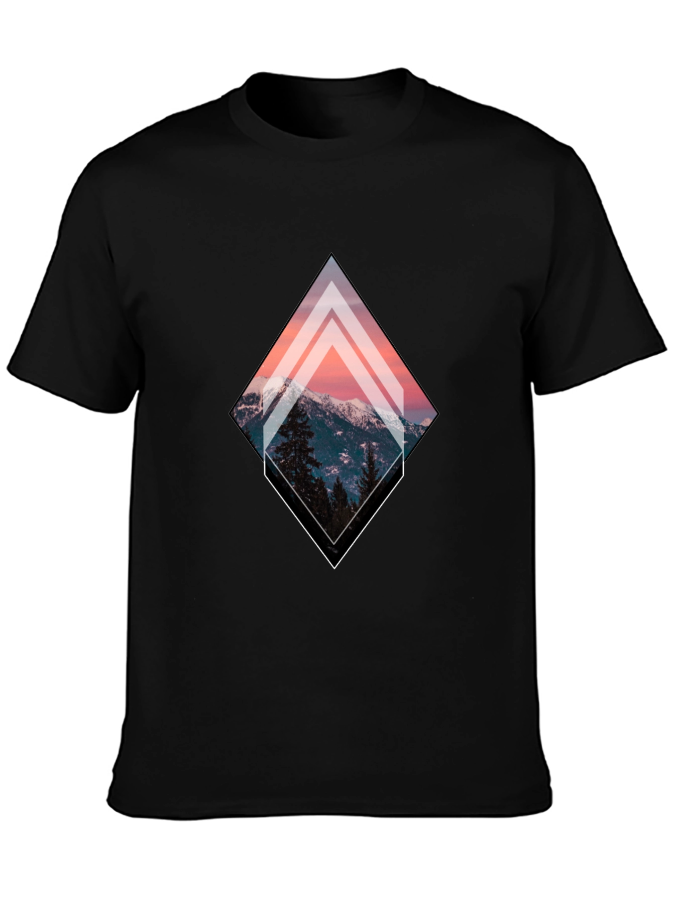 Black Mountain Peak Graphic Tee - Black Unisex T-Shirt view 3