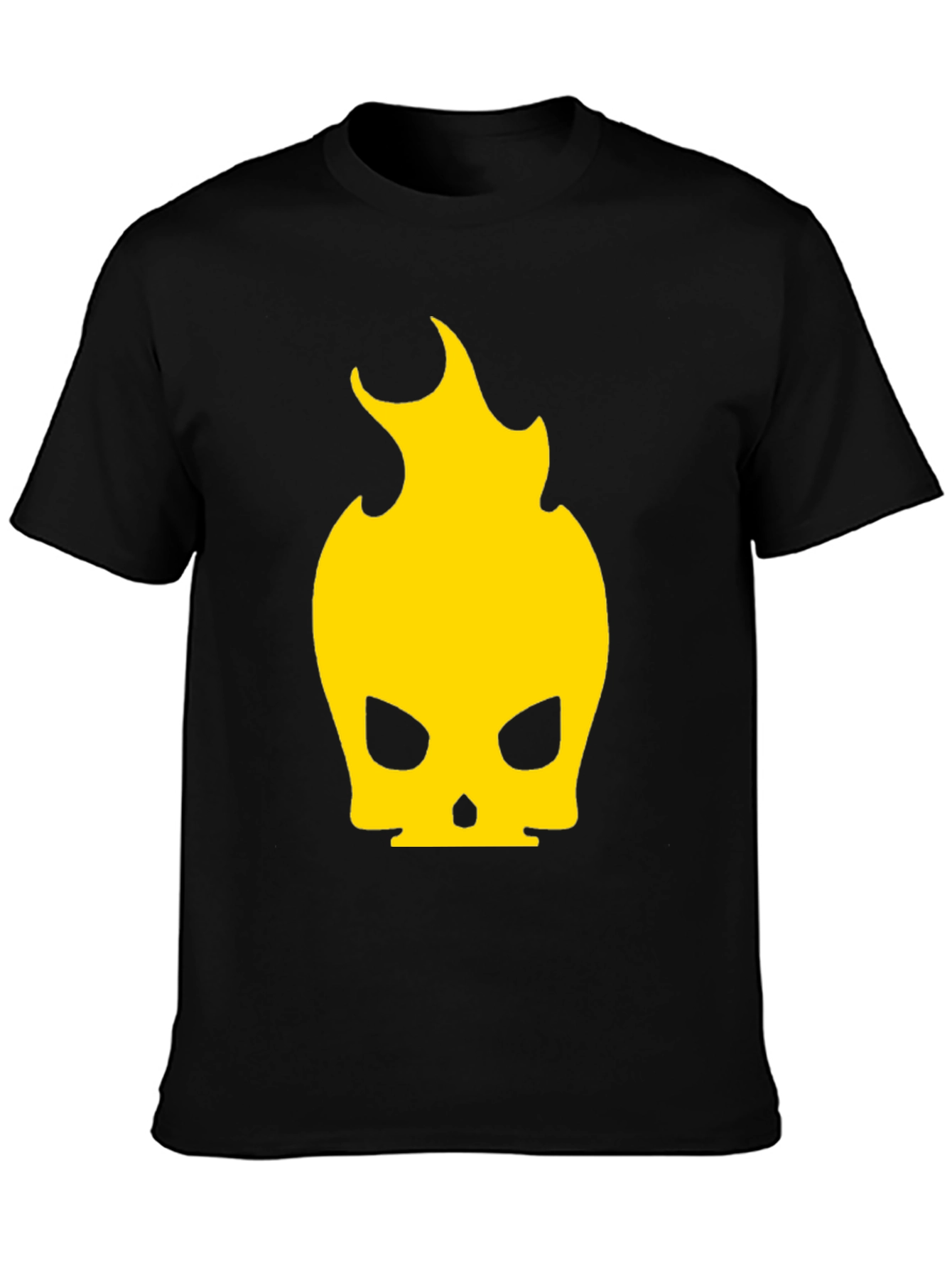 Black Fiery Skull Graphic Tee - Black Cotton Blend view 3