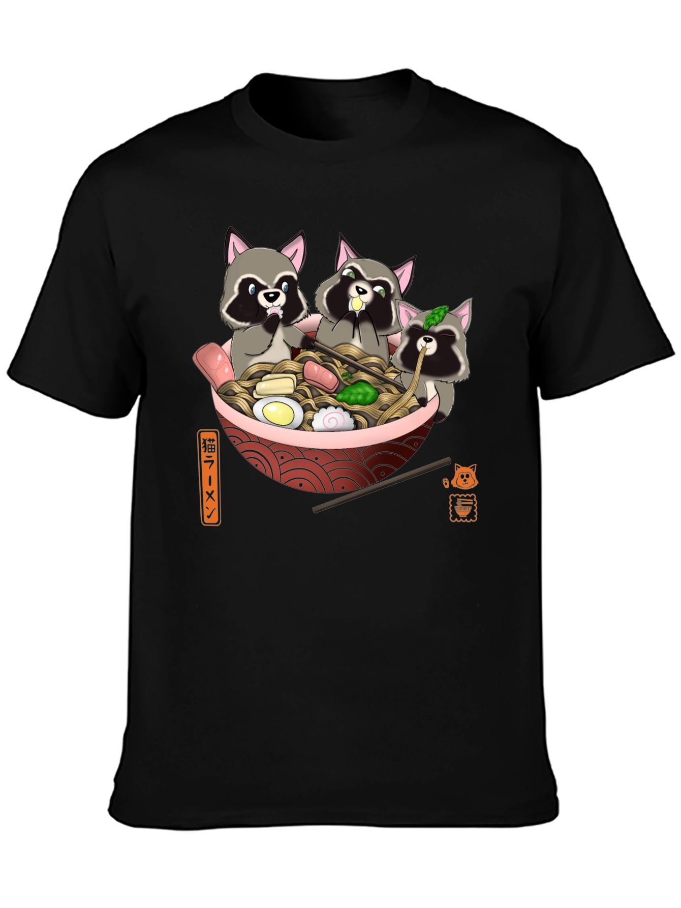 Black Raccoon Ramen T-Shirt - Cute Graphic Tee view 3