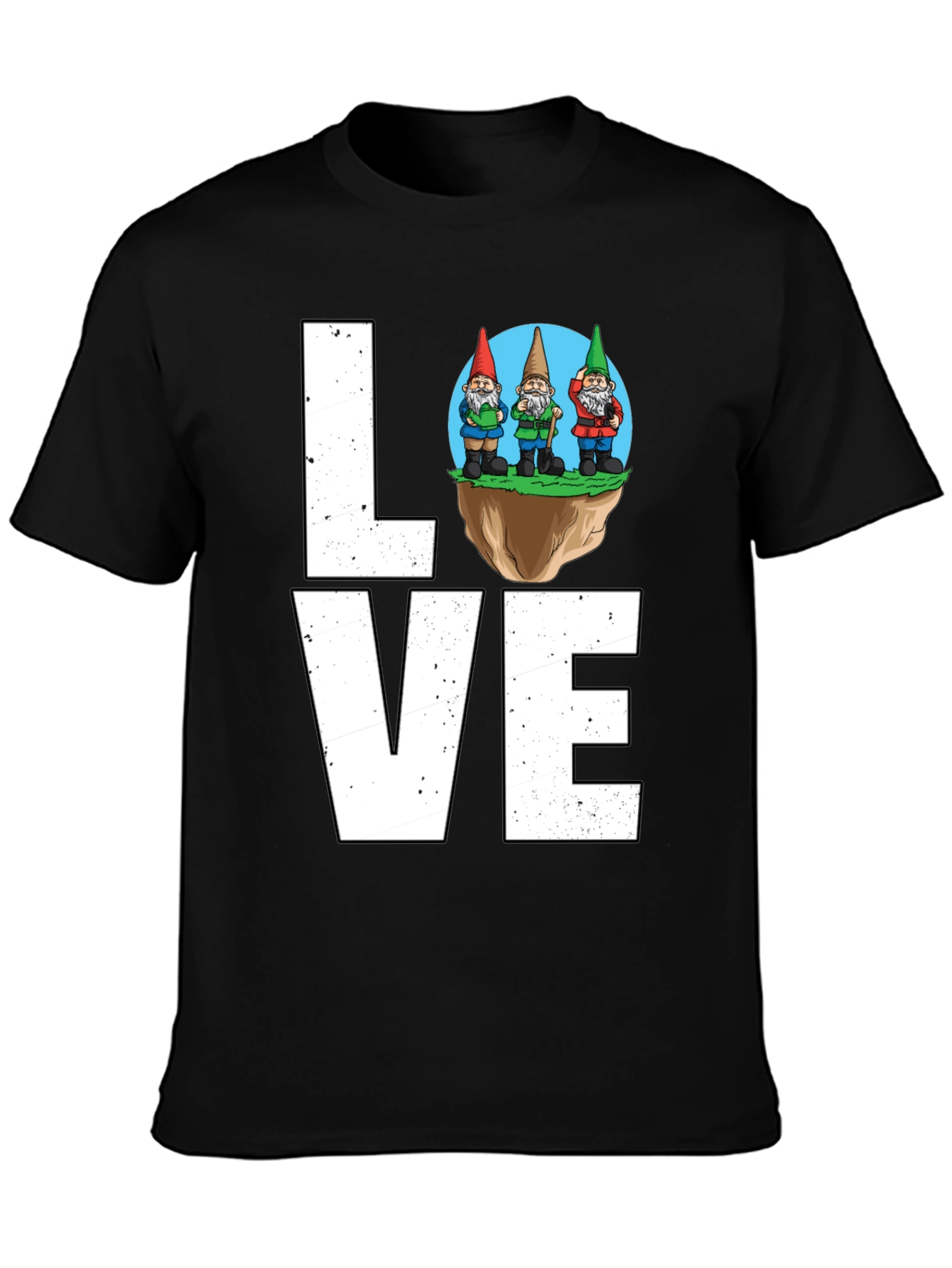 Black Gnome Love T-Shirt - Whimsical Garden Lover Tee view 3