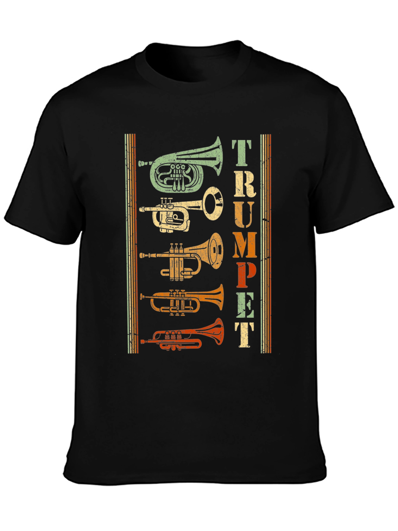Black Vintage Trumpet T-Shirt - Musical Instrument Tee view 3