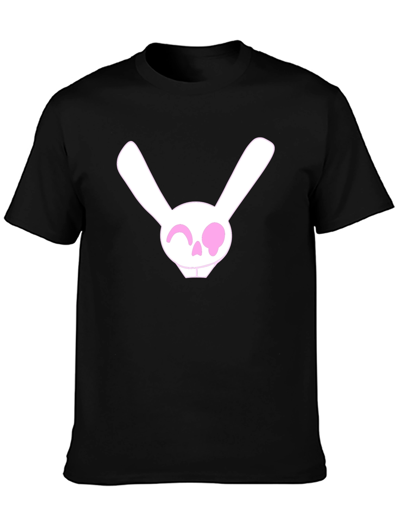 Black Skull Bunny Graphic Tee - Men's Black Cotton T-Shirt view 3