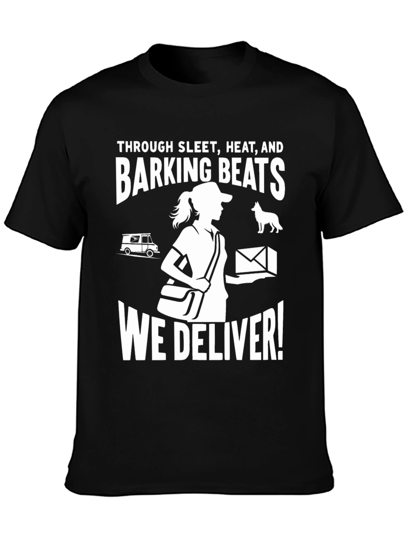 Black Mail Carrier T-Shirt - We Deliver! view 3