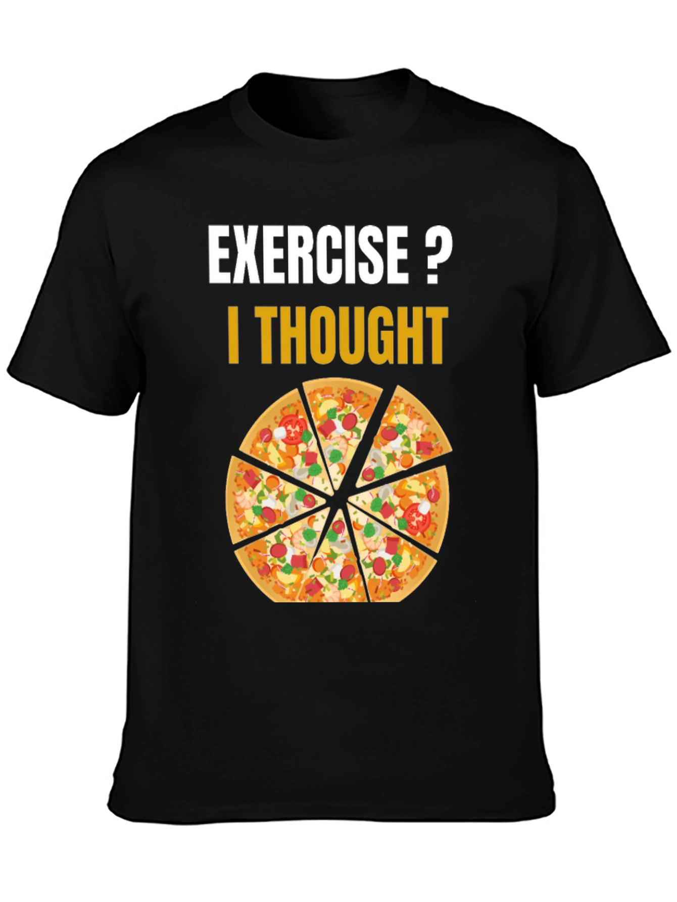 Black Pizza Exercise T-Shirt Funny Graphic Tee view 3