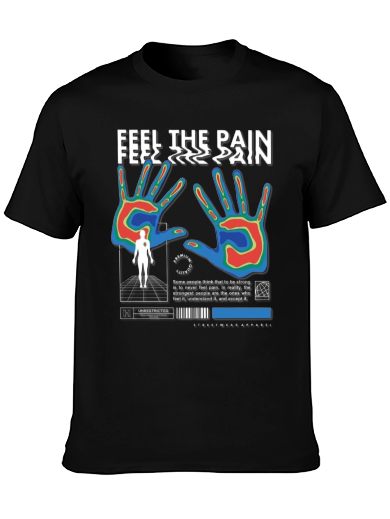 Black Feel The Pain Graphic T-Shirt view 3