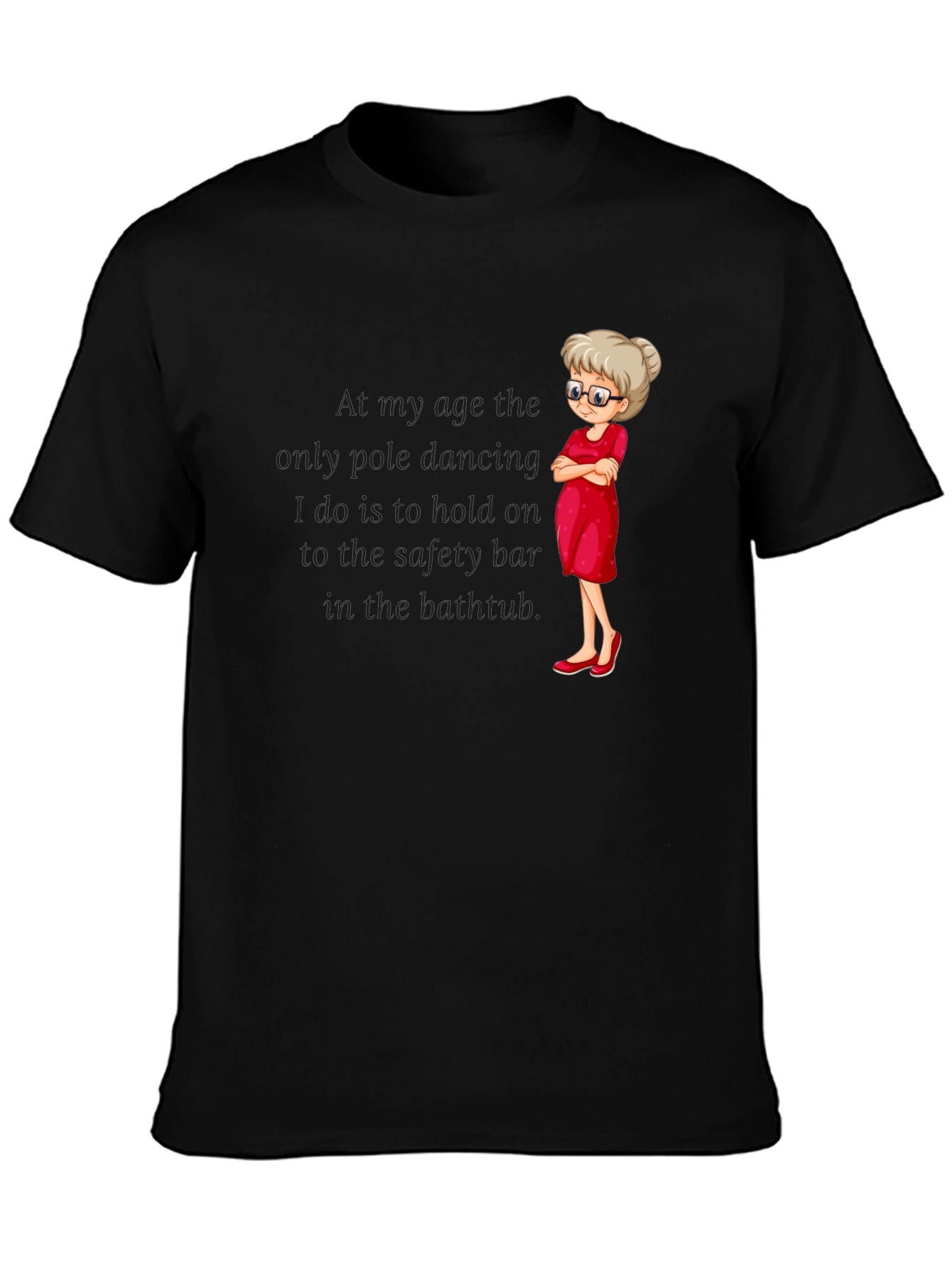 Black Funny Grandma Pole Dancing T-Shirt view 3