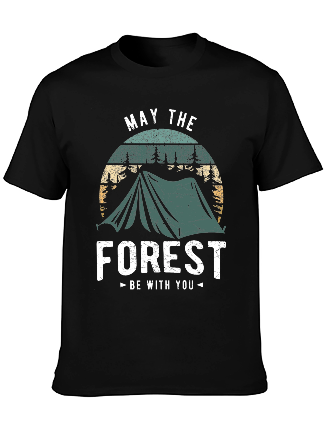 Black May The Forest Be With You Camping T-Shirt view 3