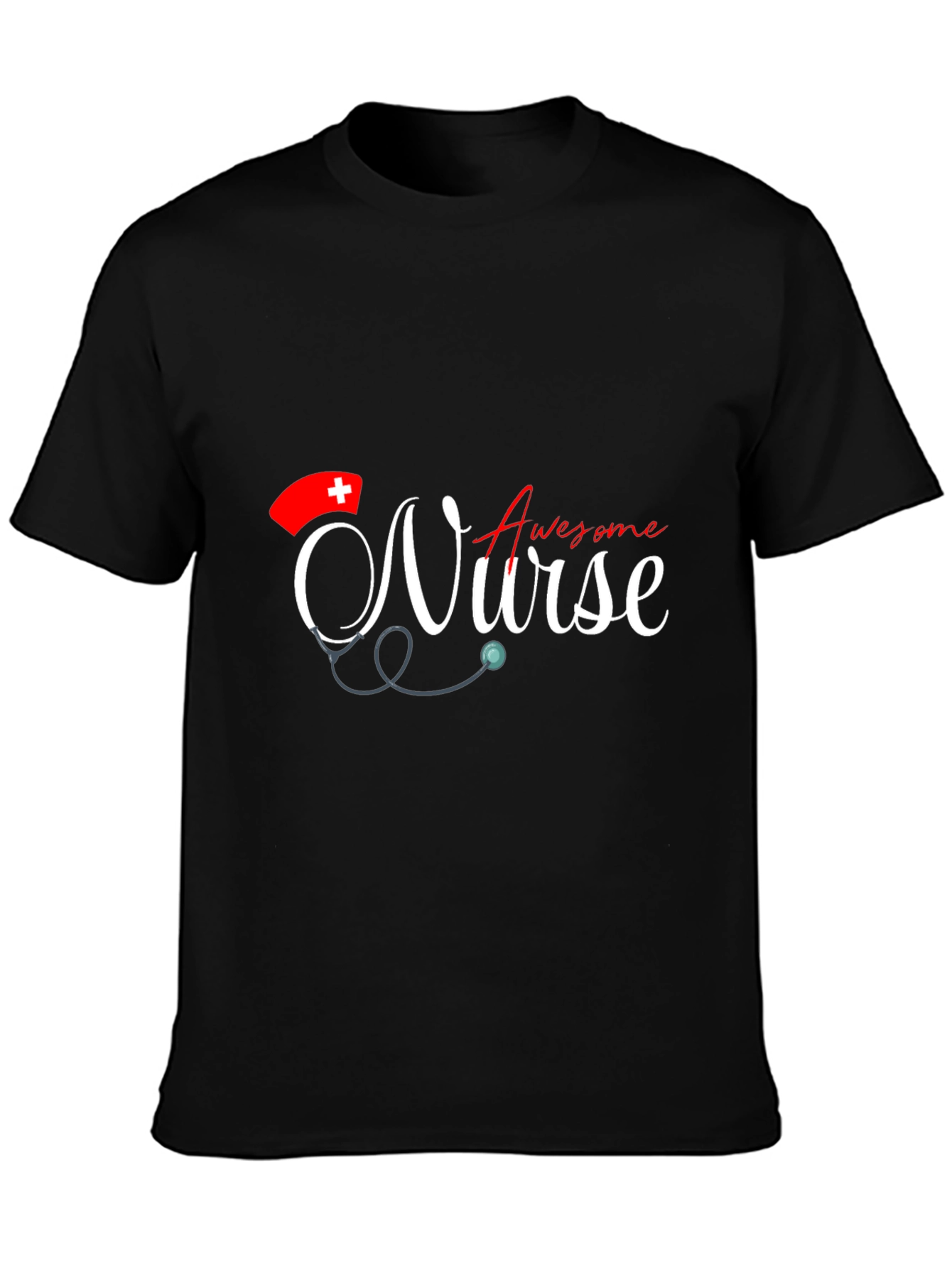 Black Awesome Nurse T-Shirt - Stylish Graphic Tee for Nurses view 3