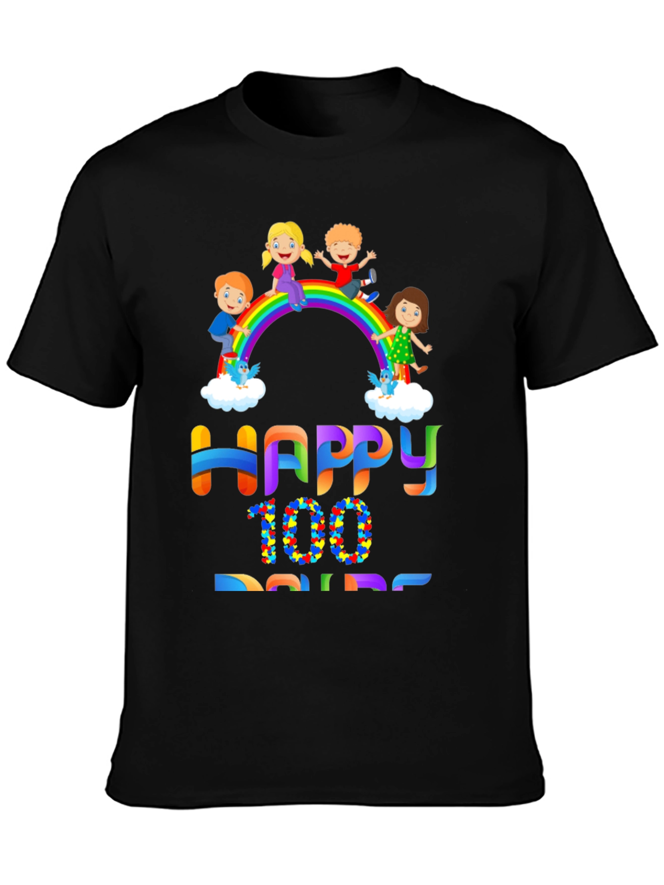 Black Happy 100 Days T-Shirt view 3
