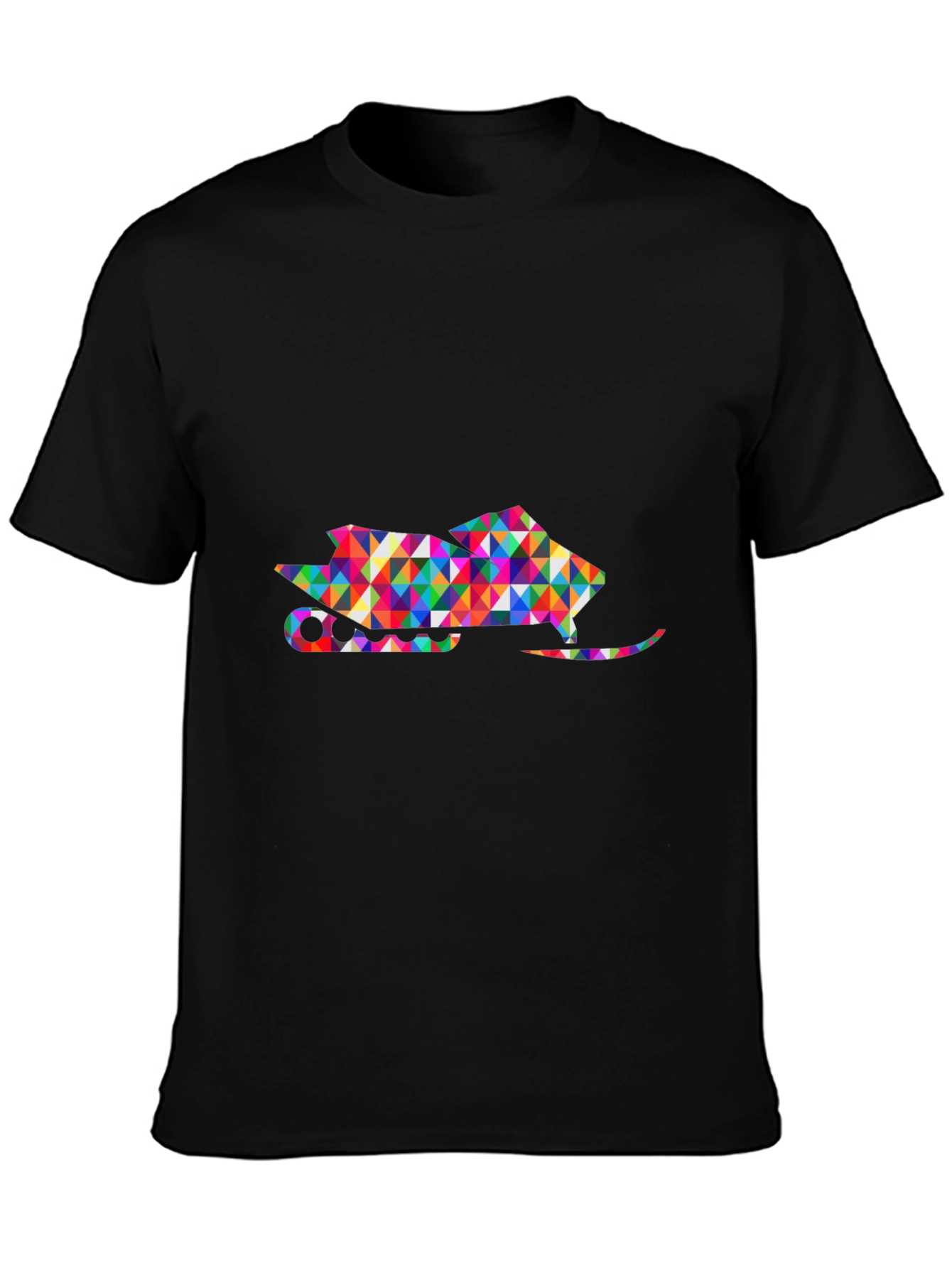 Black Geometric Snowmobile Graphic Tee - Black view 3