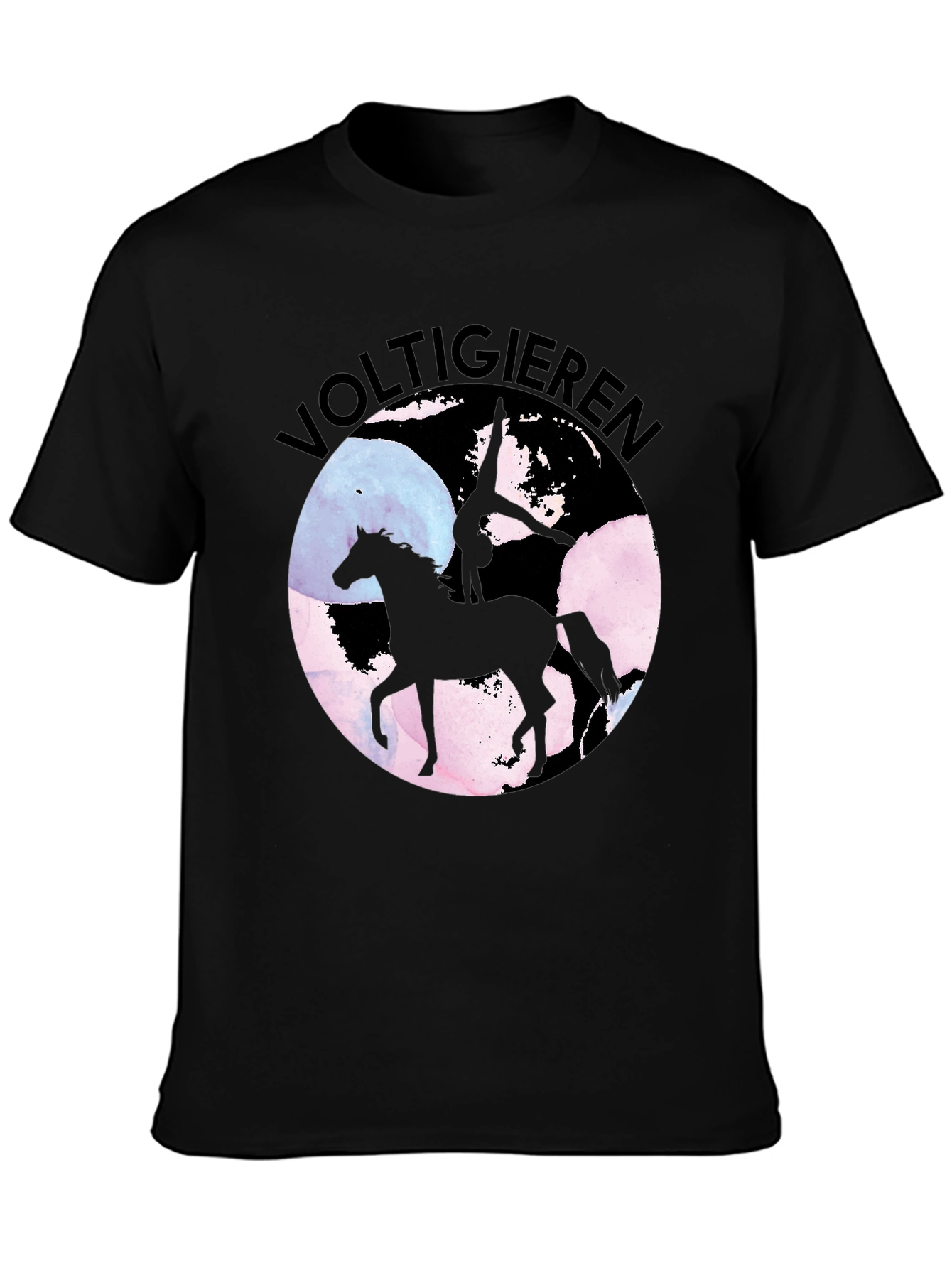 Black Voltigieren Horse T-Shirt - Equestrian Art Tee view 3