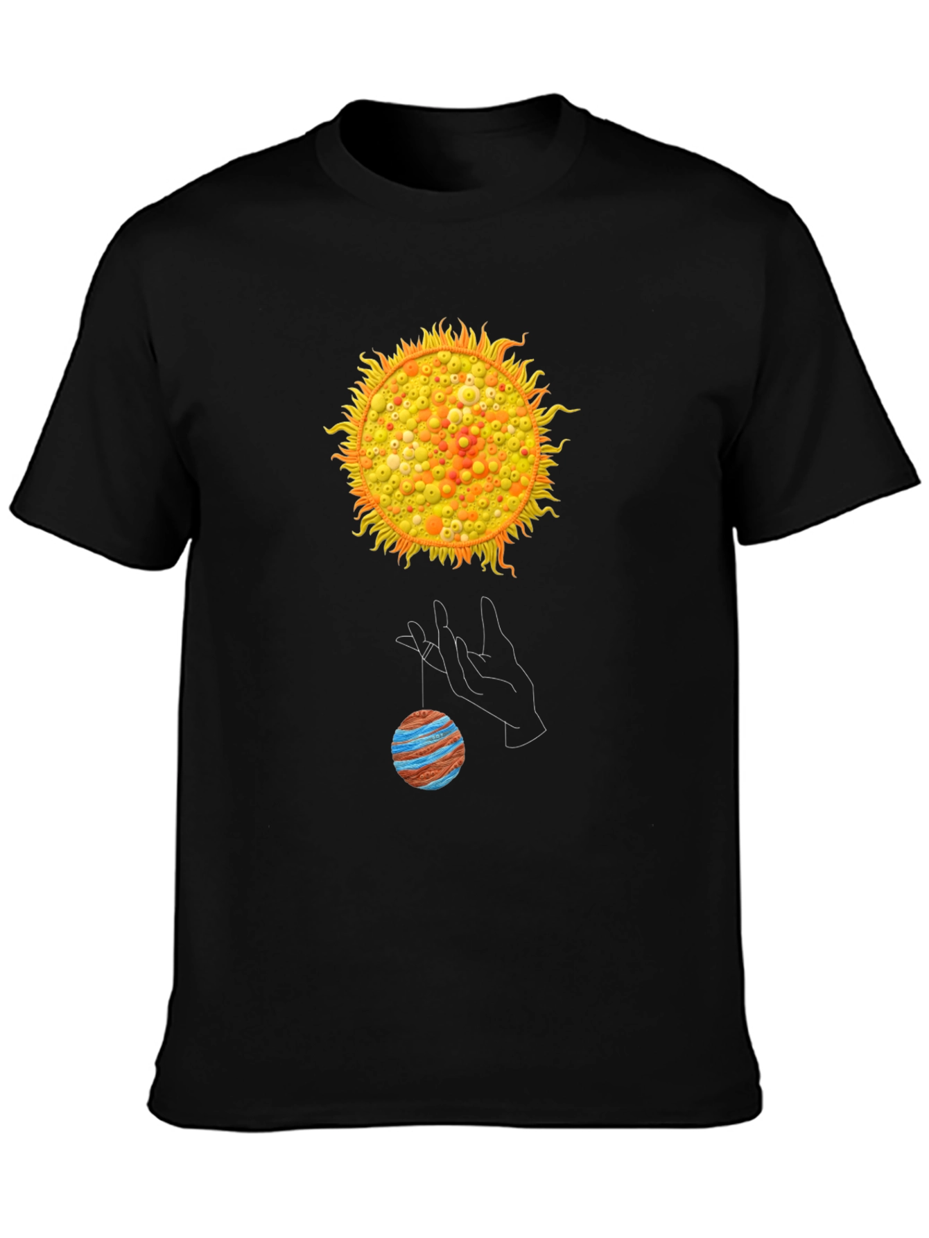 Black Solar System Graphic T-Shirt view 3