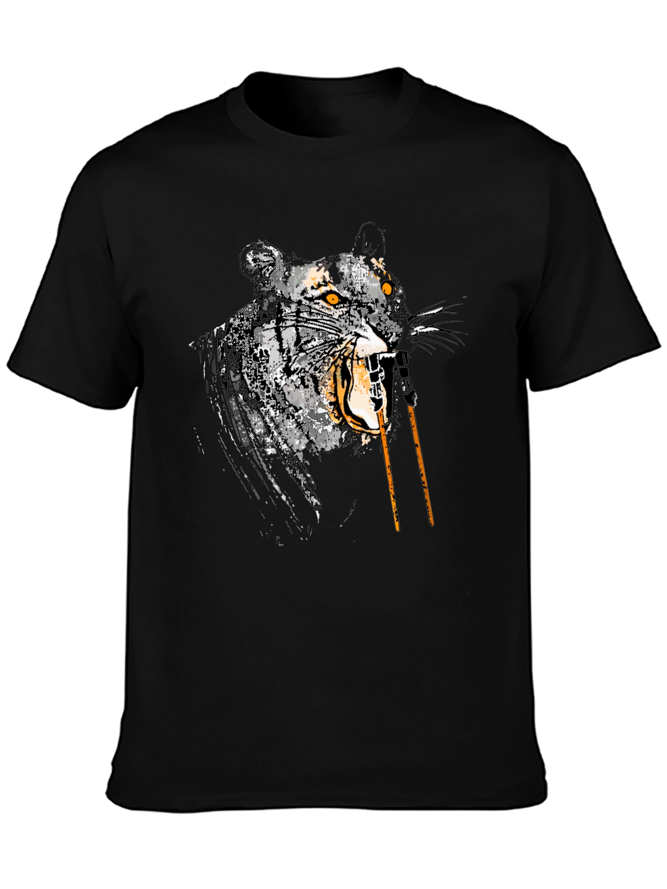 Black Roaring Tiger Graphic Tee - Men's Black T-Shirt view 3