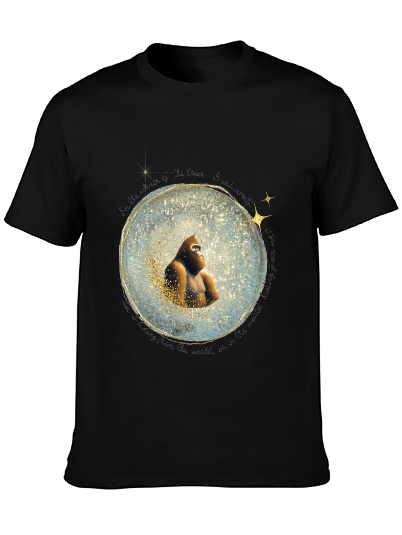 Black Gorilla in Snow Globe T-Shirt view 3
