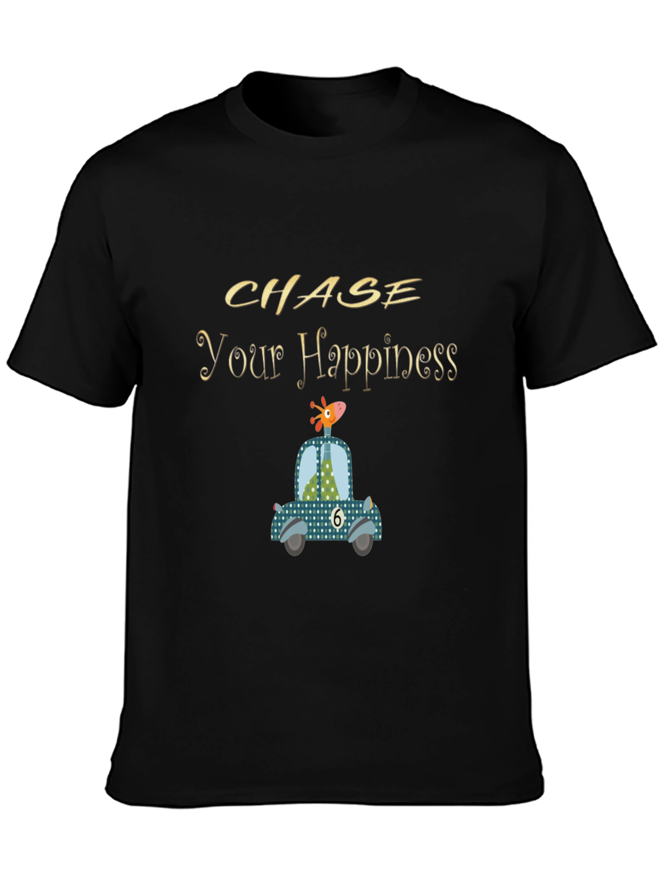 Black Chase Your Happiness Graphic Tee view 3