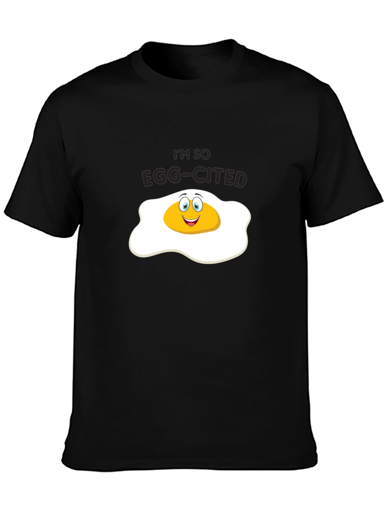 Black Funny Egg-Cited T-Shirt view 3