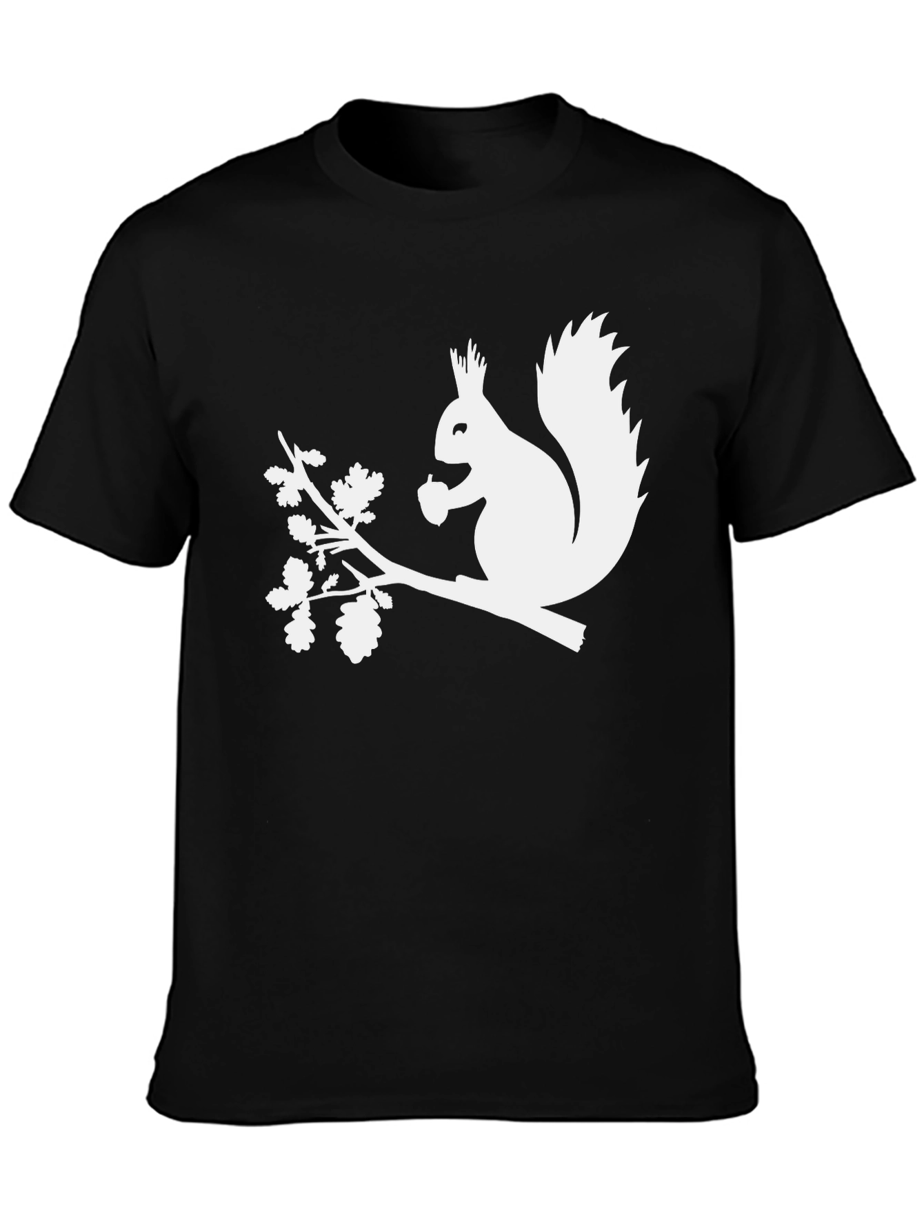 Black Squirrel Silhouette Graphic Tee - Black Cotton T-Shirt view 3