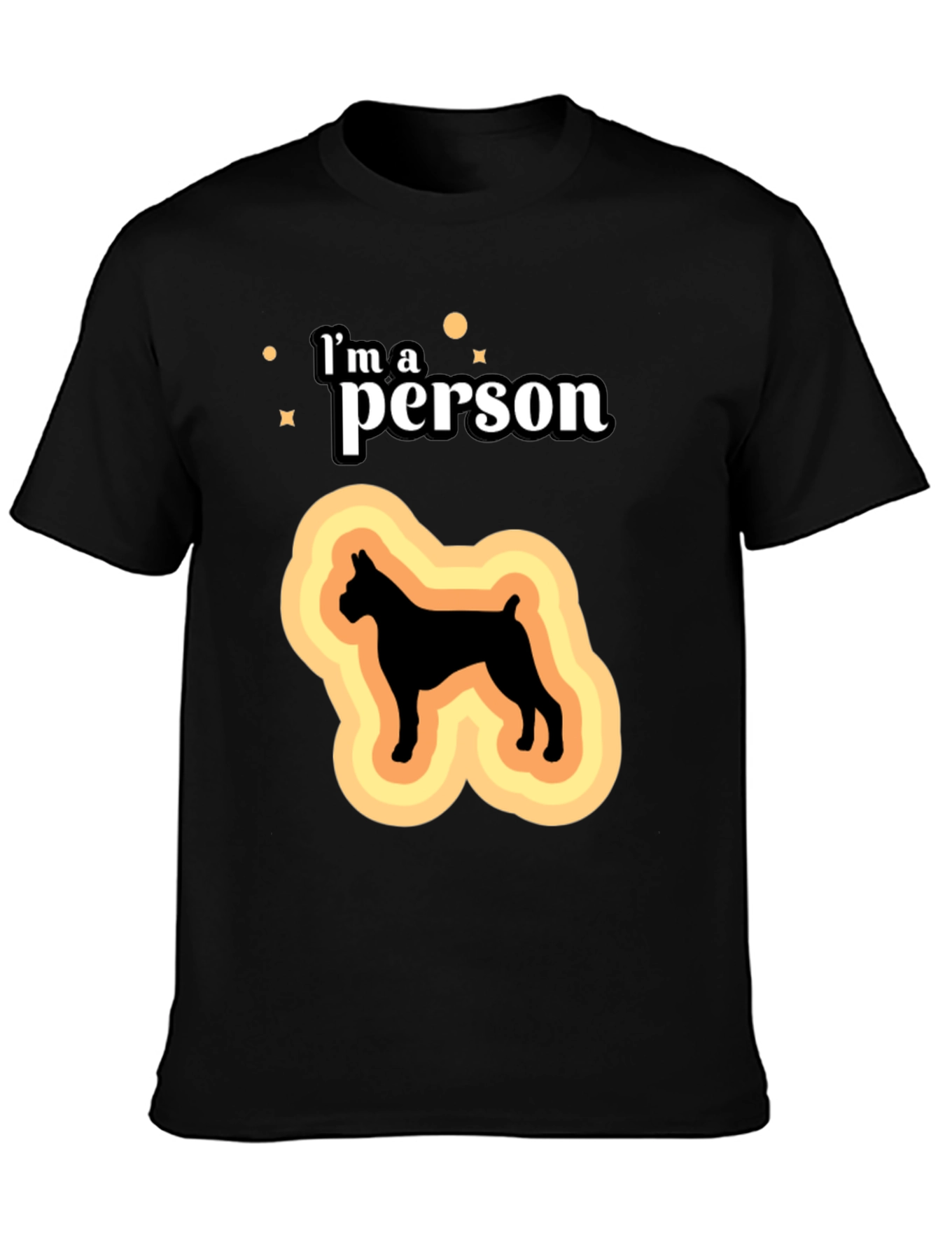 Black I'm a Person Dog Silhouette Black T-Shirt view 3