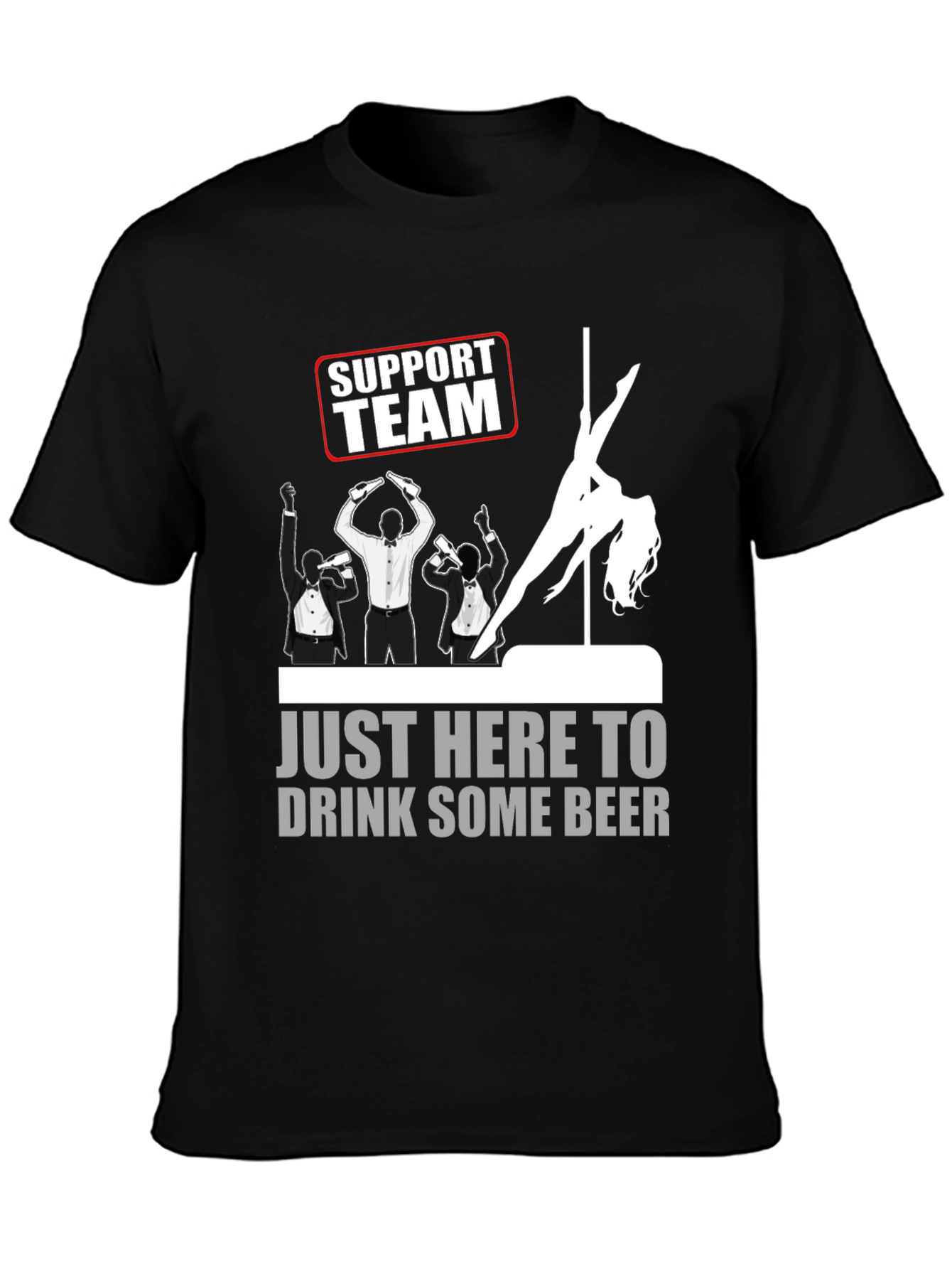Black Support Team Drink Beer Graphic T-Shirt view 3