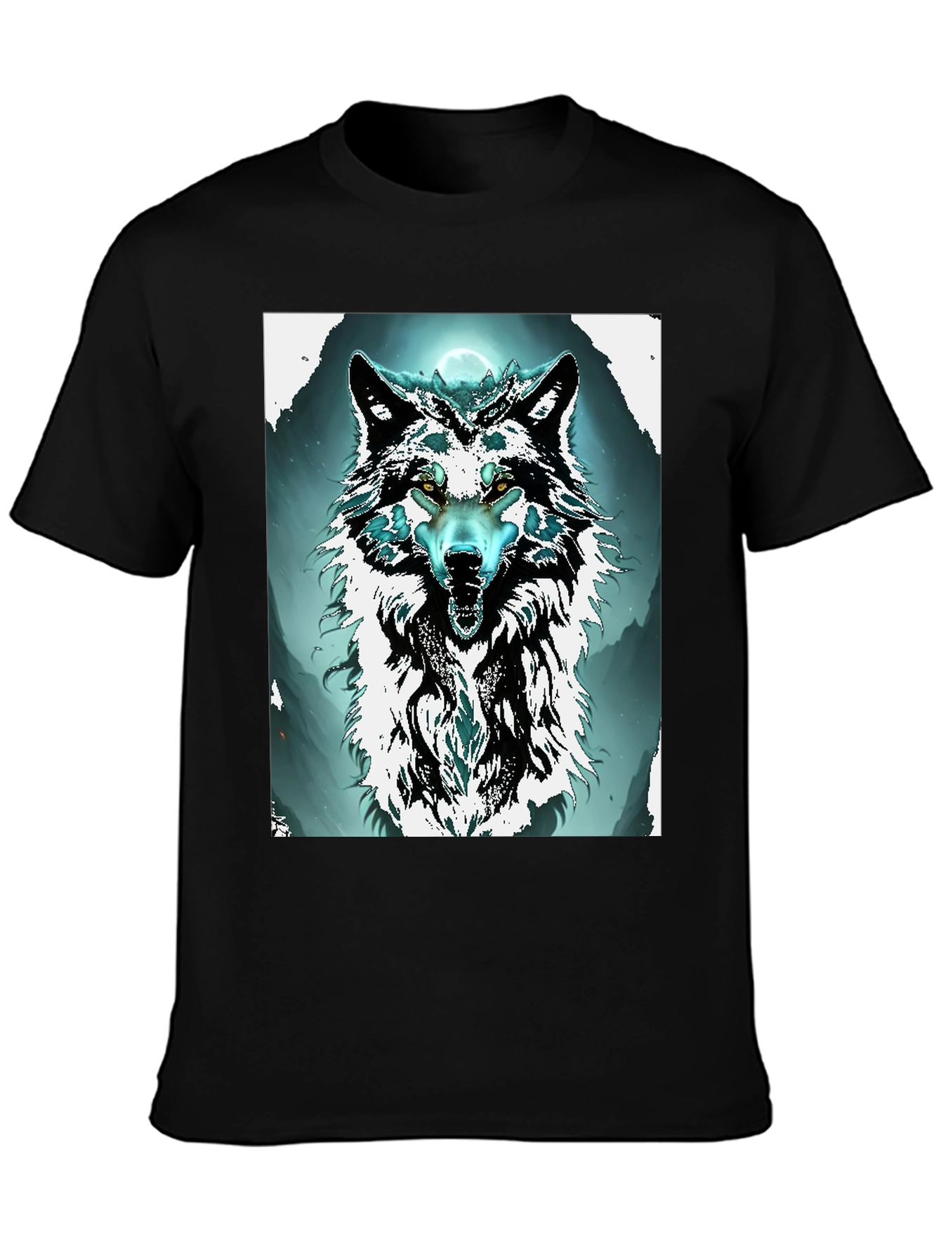 Black Wolf Graphic Tee - Black Cotton Blend view 3