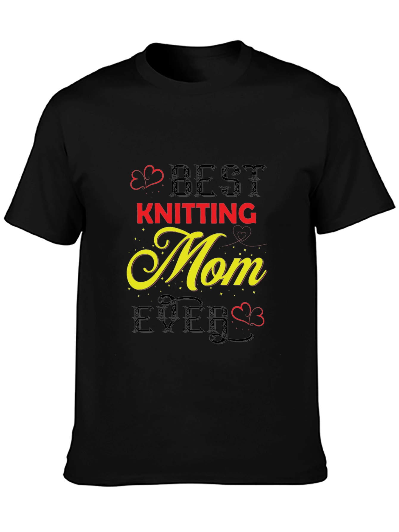 Black Best Knitting Mom Ever T-Shirt view 3