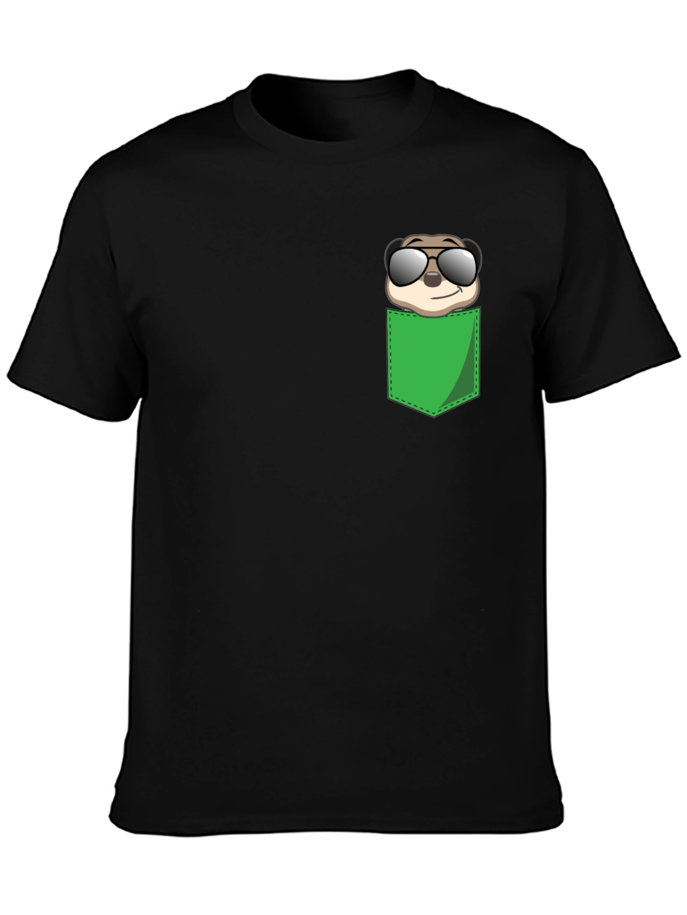 Black Cool Meerkat Pocket T-Shirt view 3