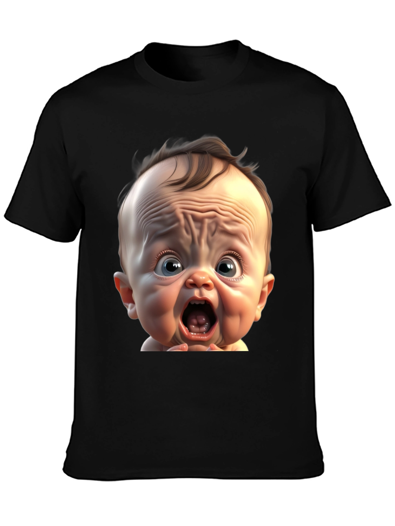 Black Funny Baby Face Black T-Shirt view 3