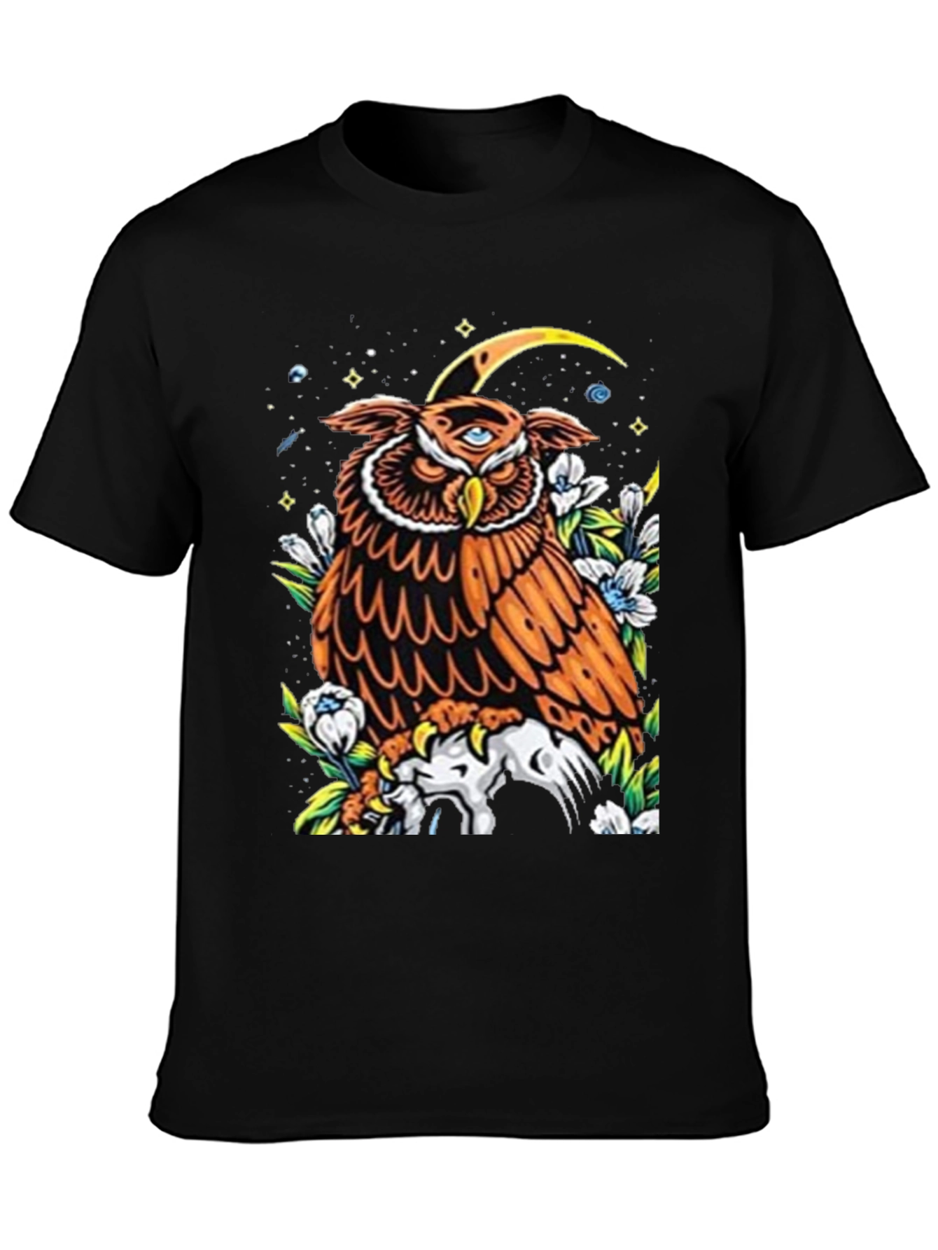 Black Mystic Owl Graphic Tee - Third Eye Design view 3