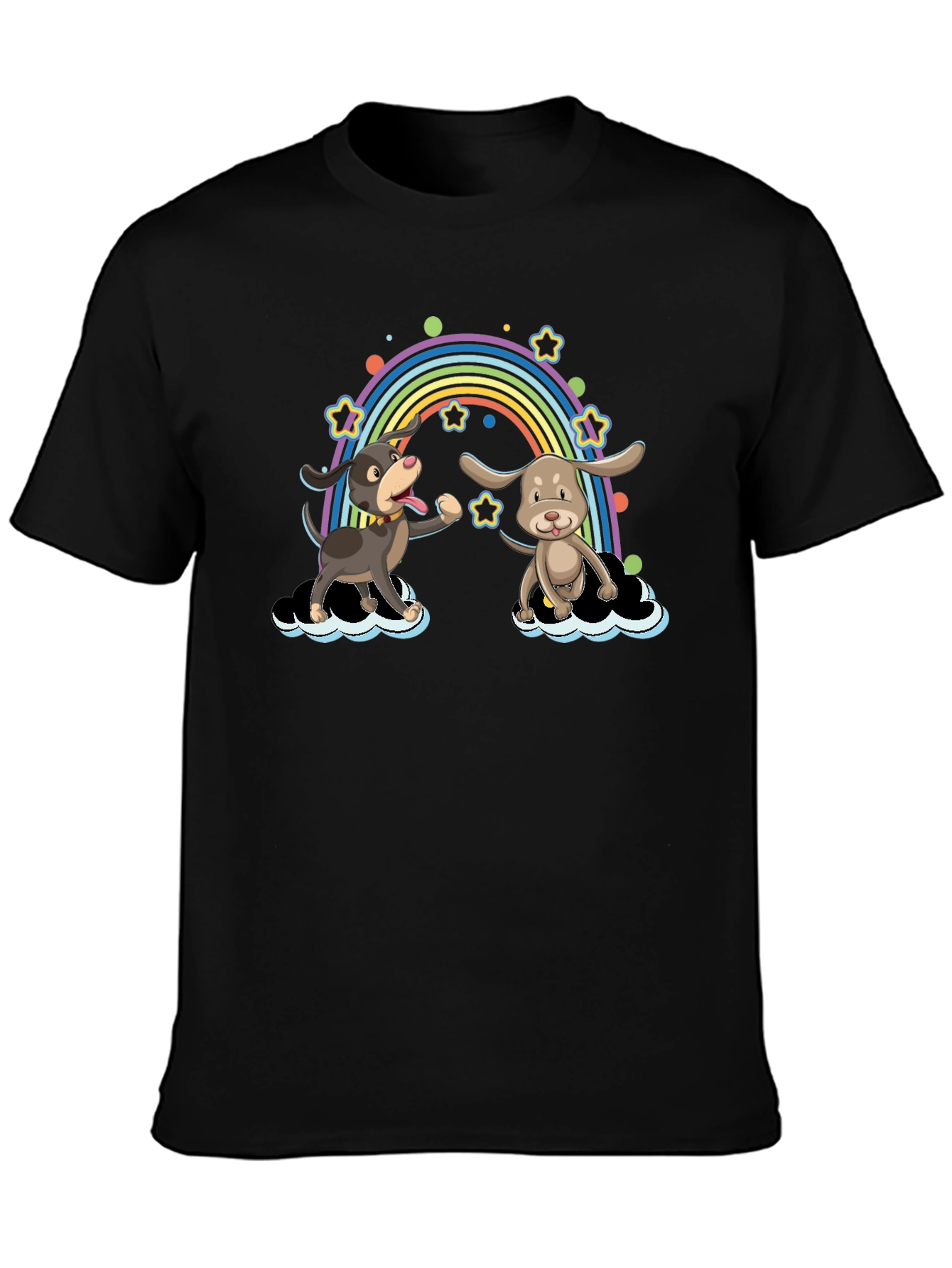 Black Rainbow Dog T-Shirt - Cute Cartoon Design view 3