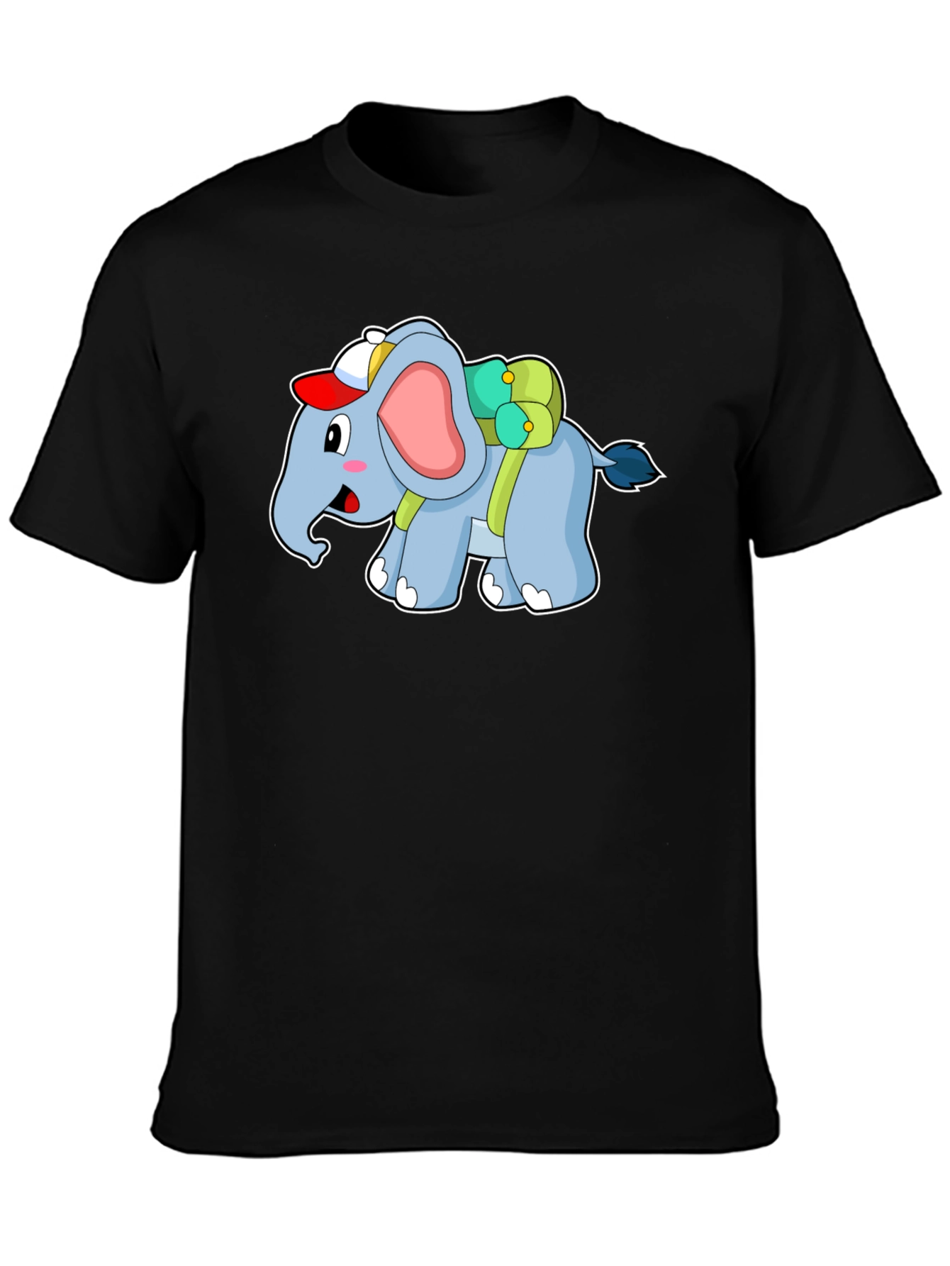 Black Cute Elephant Backpack T-Shirt view 3