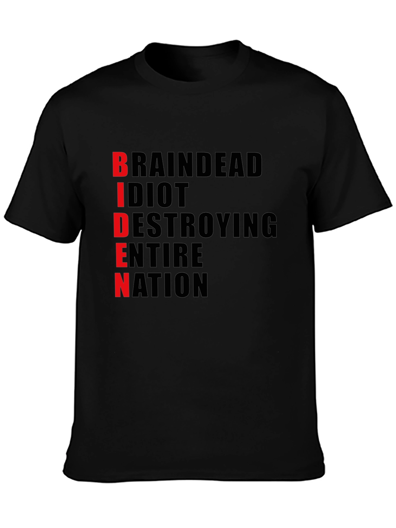 Black Anti-Biden T-Shirt - "BRAINDEAD" Design - Political Statement Tee view 3