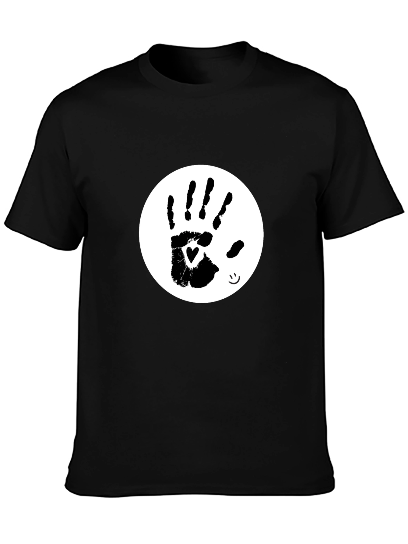 Black Heart Handprint Tee - Black Cotton Blend T-Shirt view 3