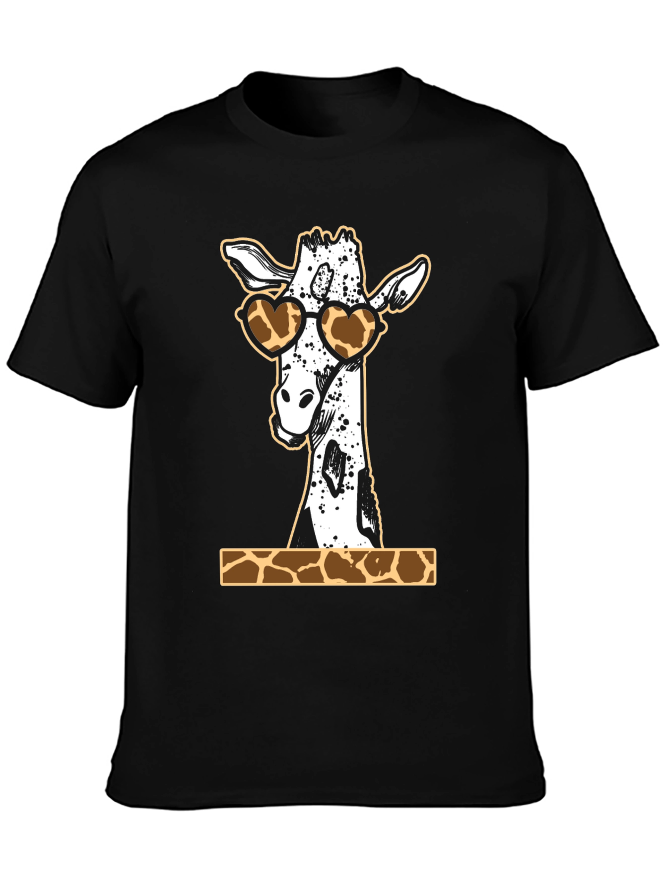Black Giraffe Heart Sunglasses Graphic Tee view 3