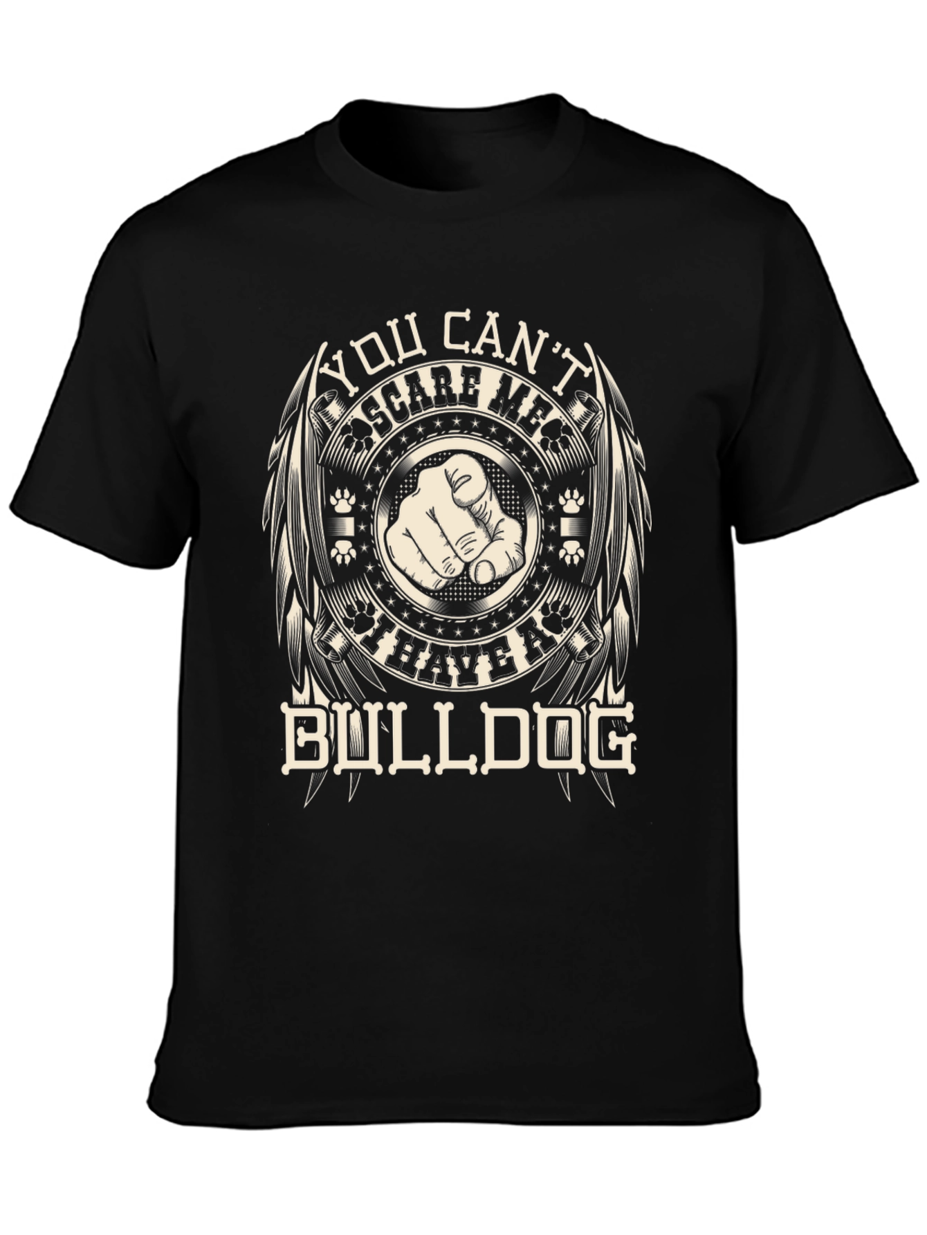 Black You Can't Scare Me I Have A Bulldog Graphic T-Shirt view 3
