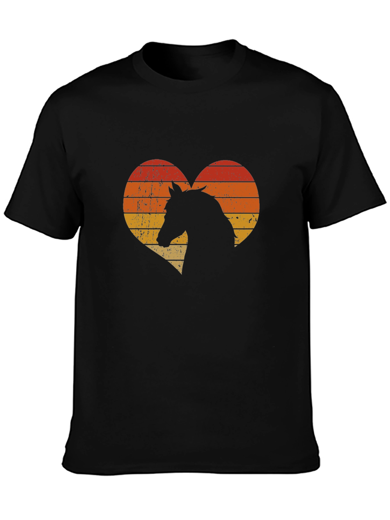 Black Retro Horse Heart Graphic Tee - Men's Black T-Shirt view 3