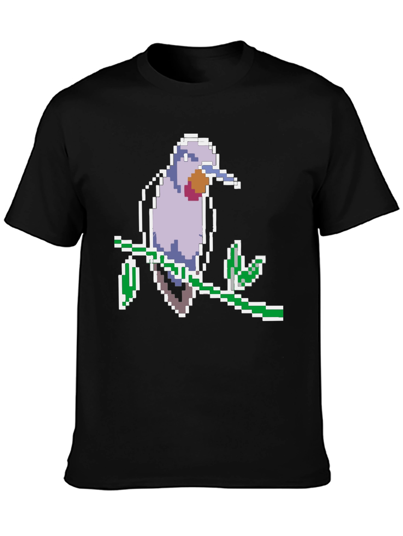 Black Pixel Bird Graphic Tee - Black Cotton Comfort view 3
