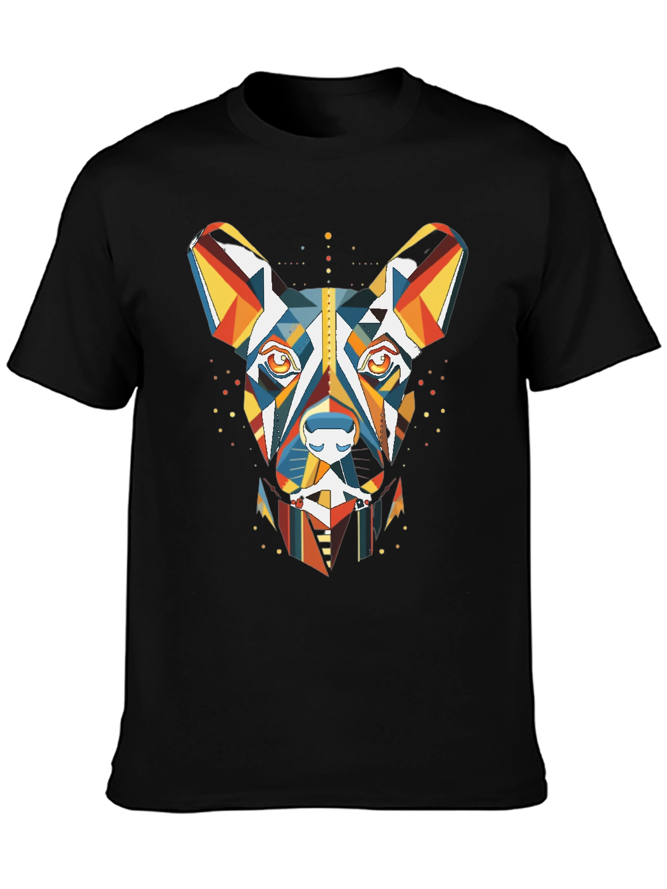 Black Geometric Dog Graphic Tee - Modern Art Shirt view 3