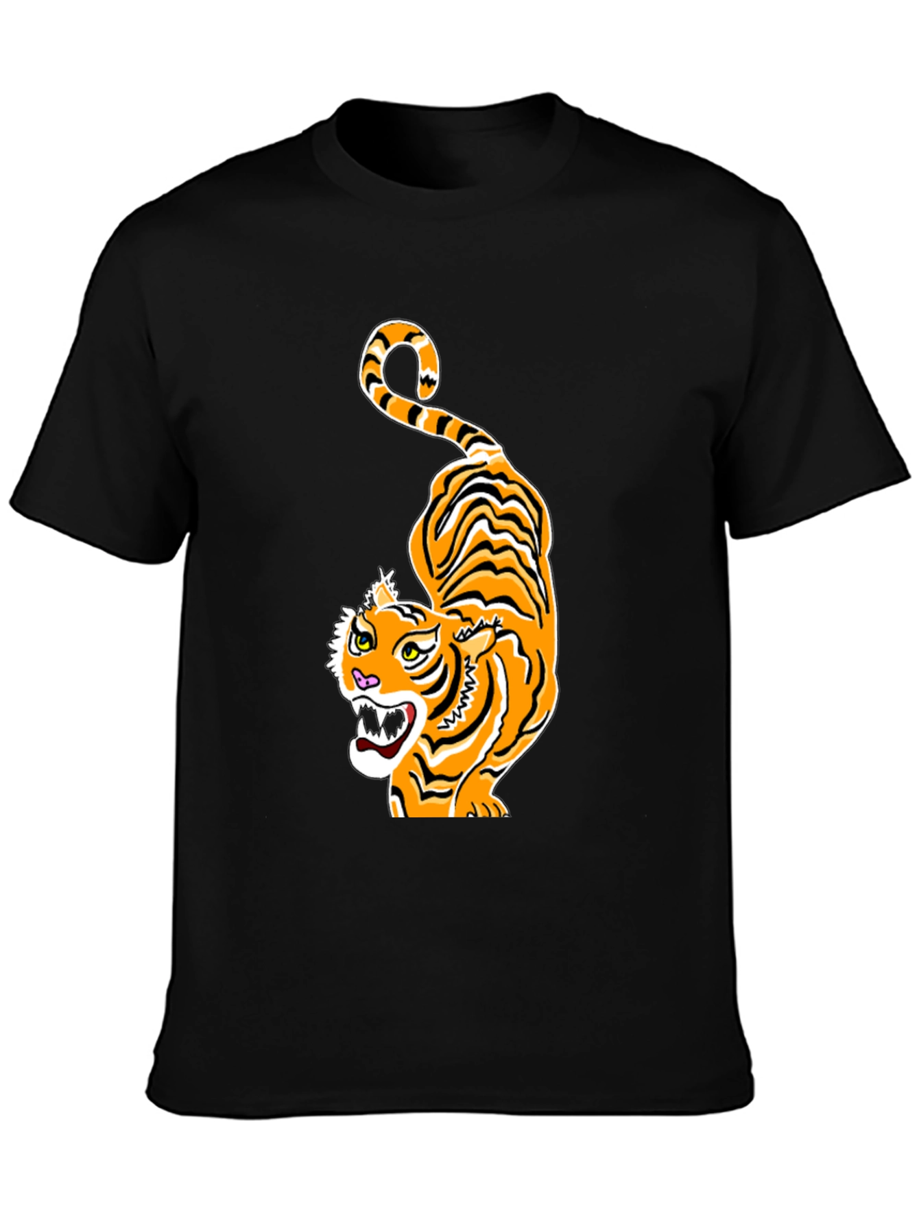 Black Tiger Graphic Tee - Black Crew Neck view 3