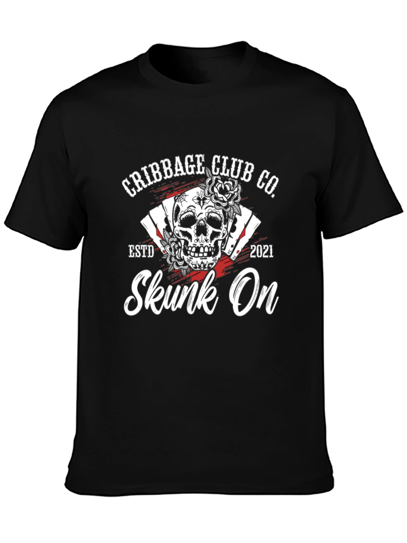 Cribbage Club Co. Black T-Shirt - Skull & Card Design - 3