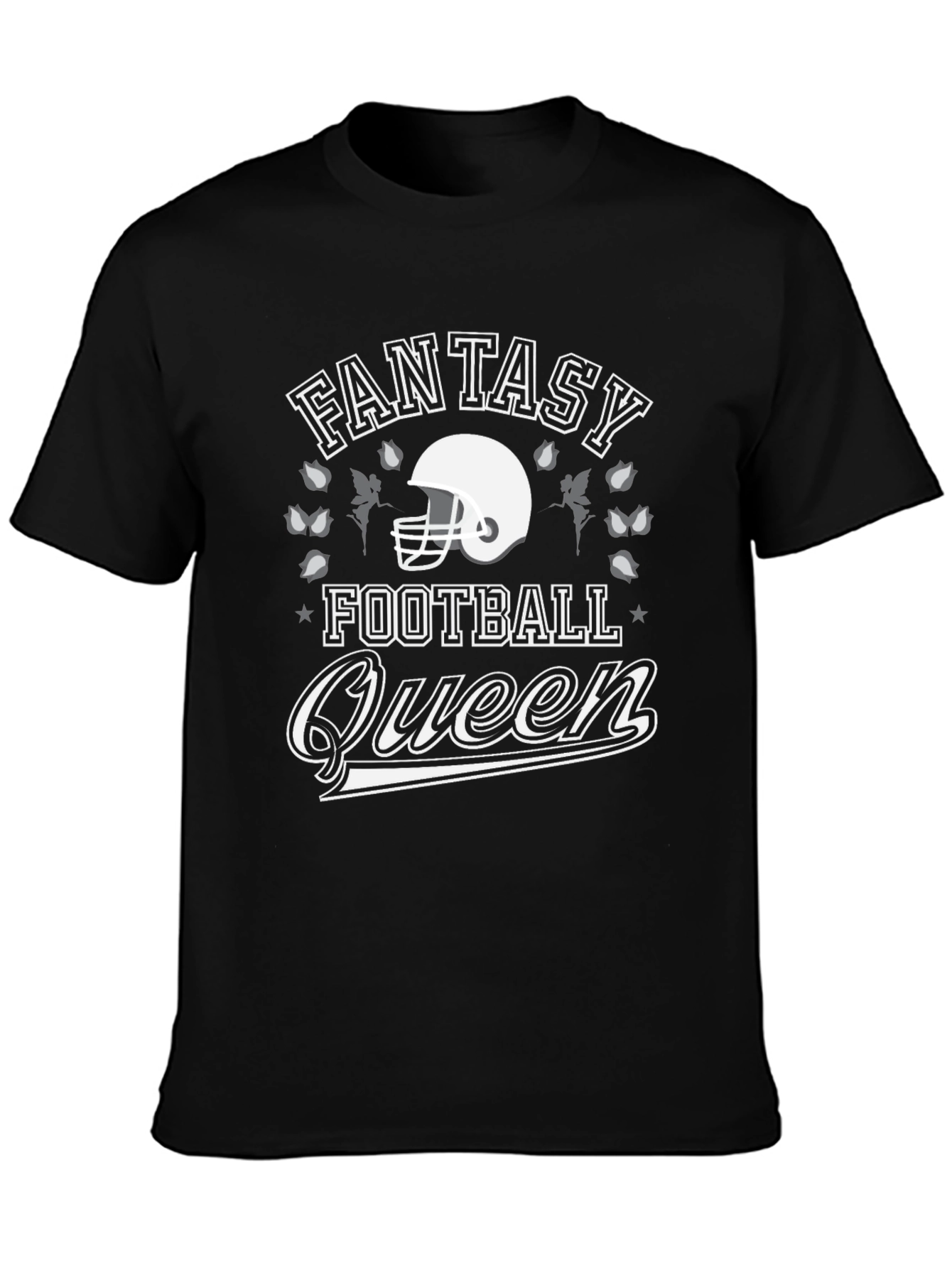 Black Fantasy Football Queen Graphic T-Shirt view 3