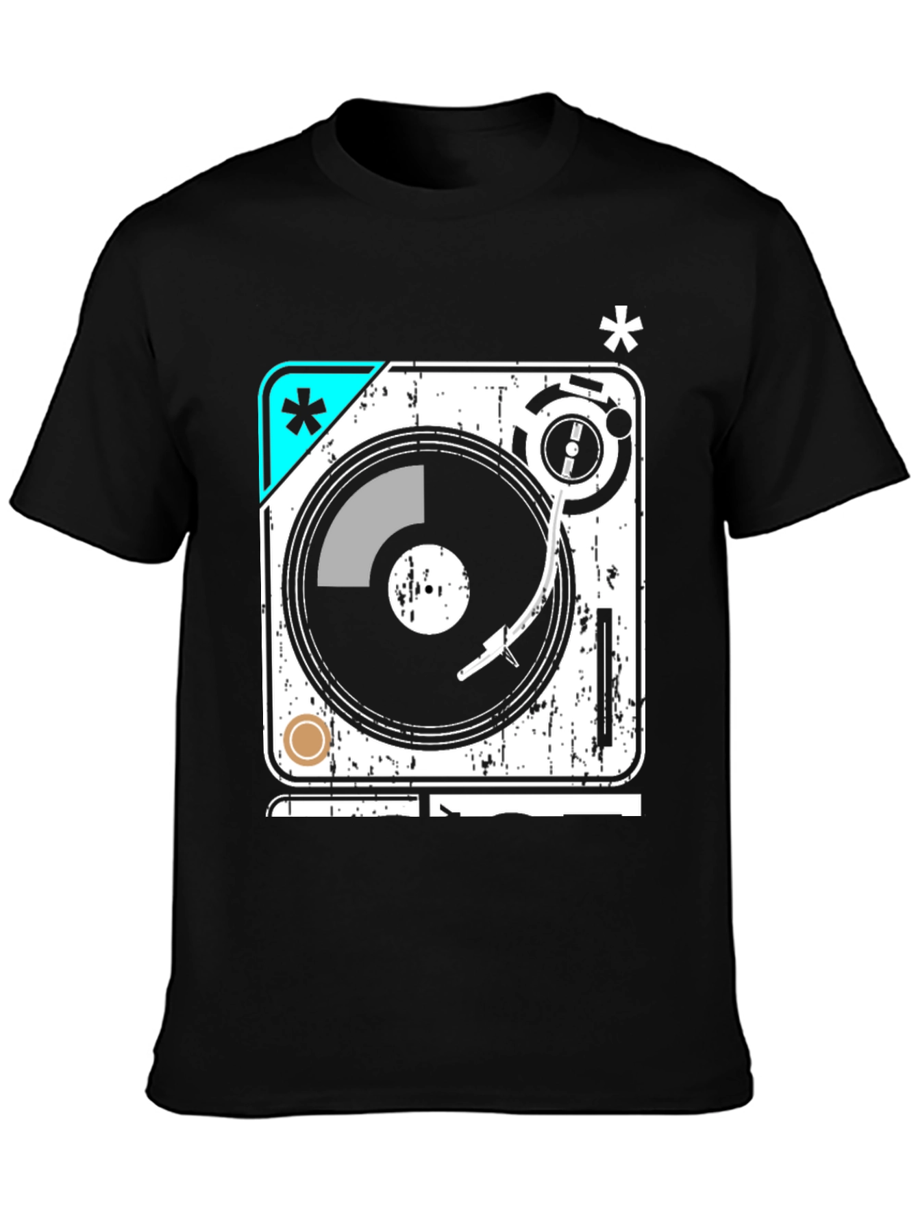 Black Retro Turntable Graphic Tee view 3