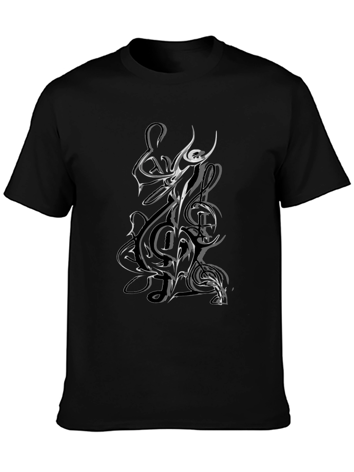 Black Musical Note Graphic Black T-Shirt view 3